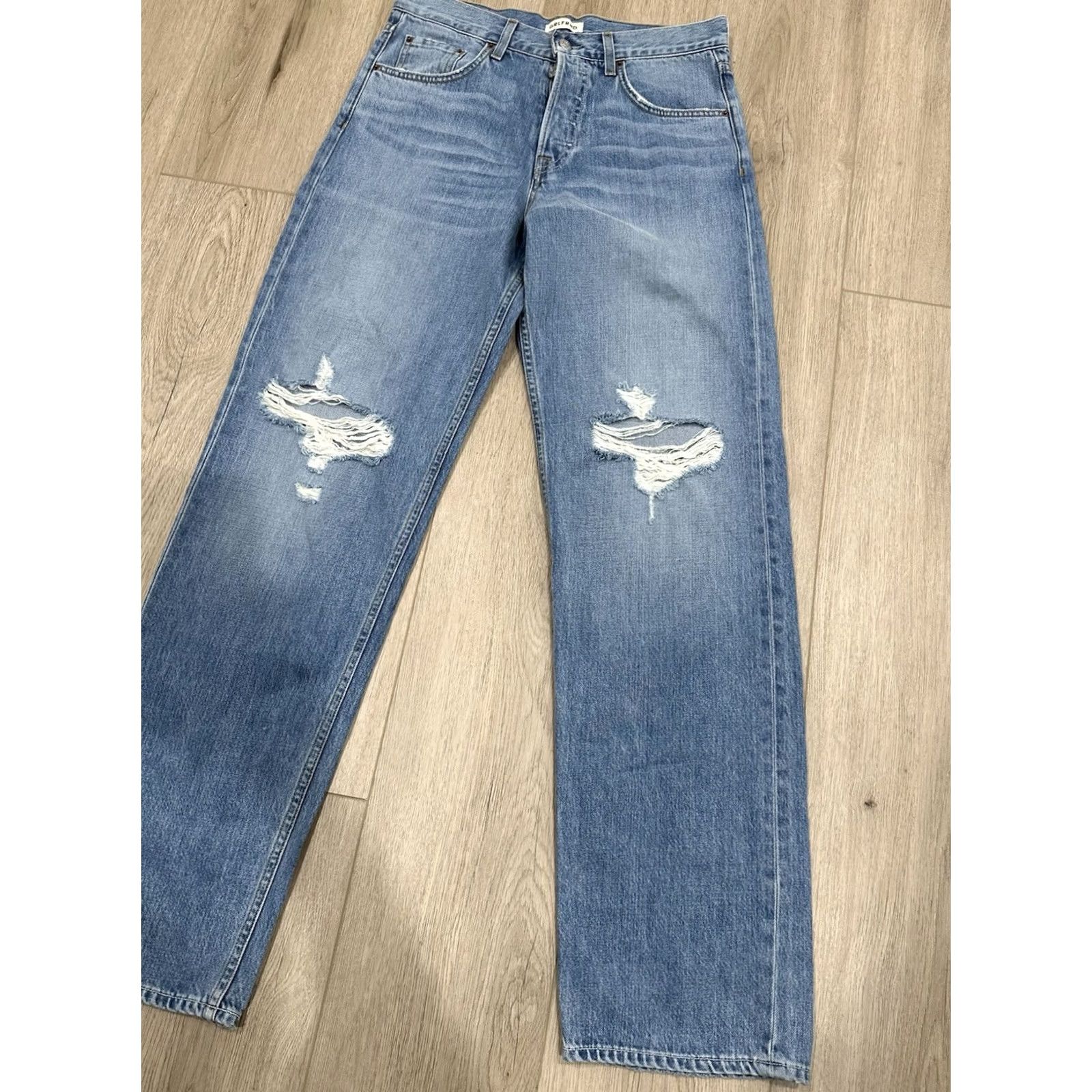 GRLFRND GRLFRND Jeans Womens 26 Bella Boyfriend Distressed Straight Leg Blue Size 26" / US 2 / IT 38 - 2 Thumbnail