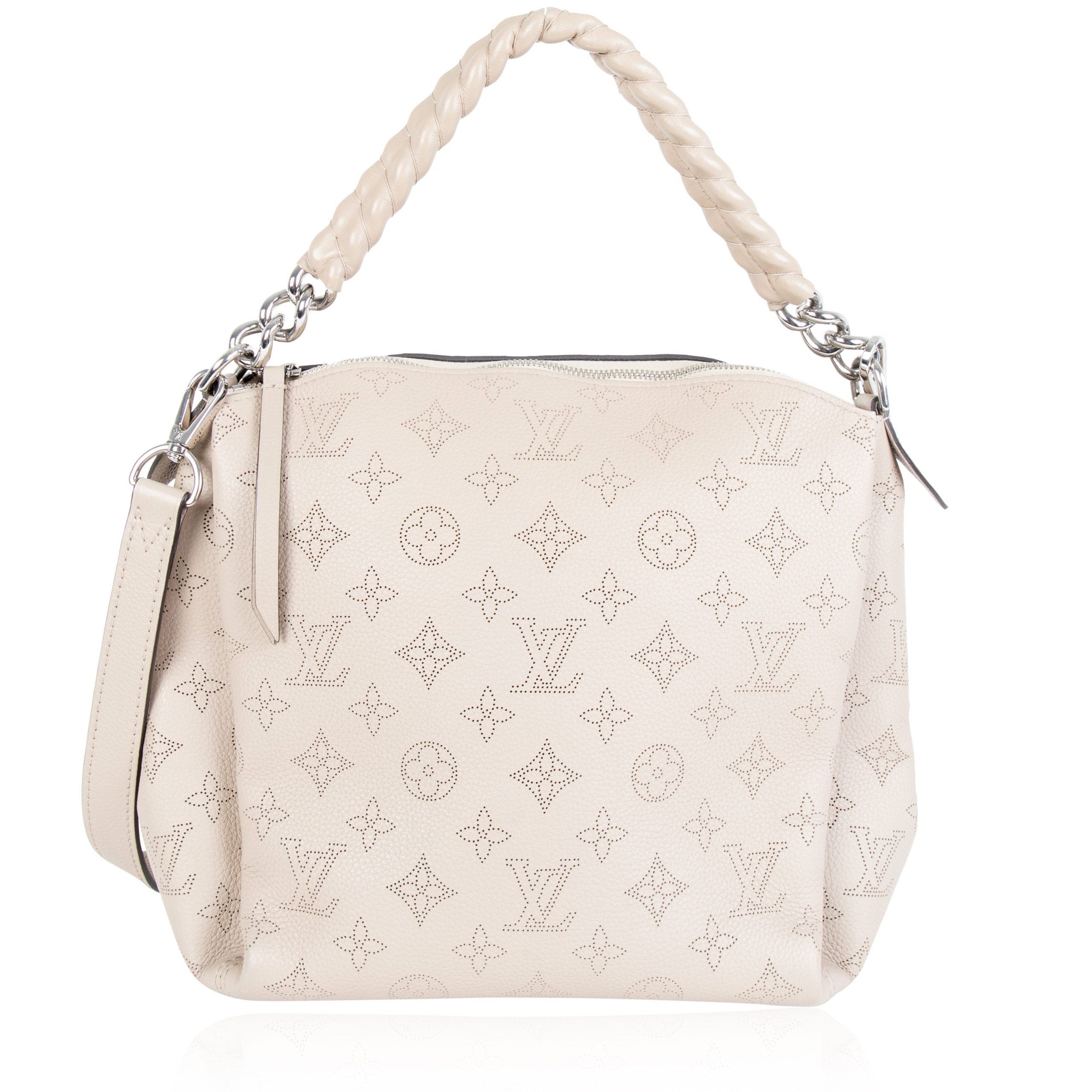 image of Louis Vuitton Creme Mahina Leather Babylone Bb Chain Shoulder Bag in White, Women's