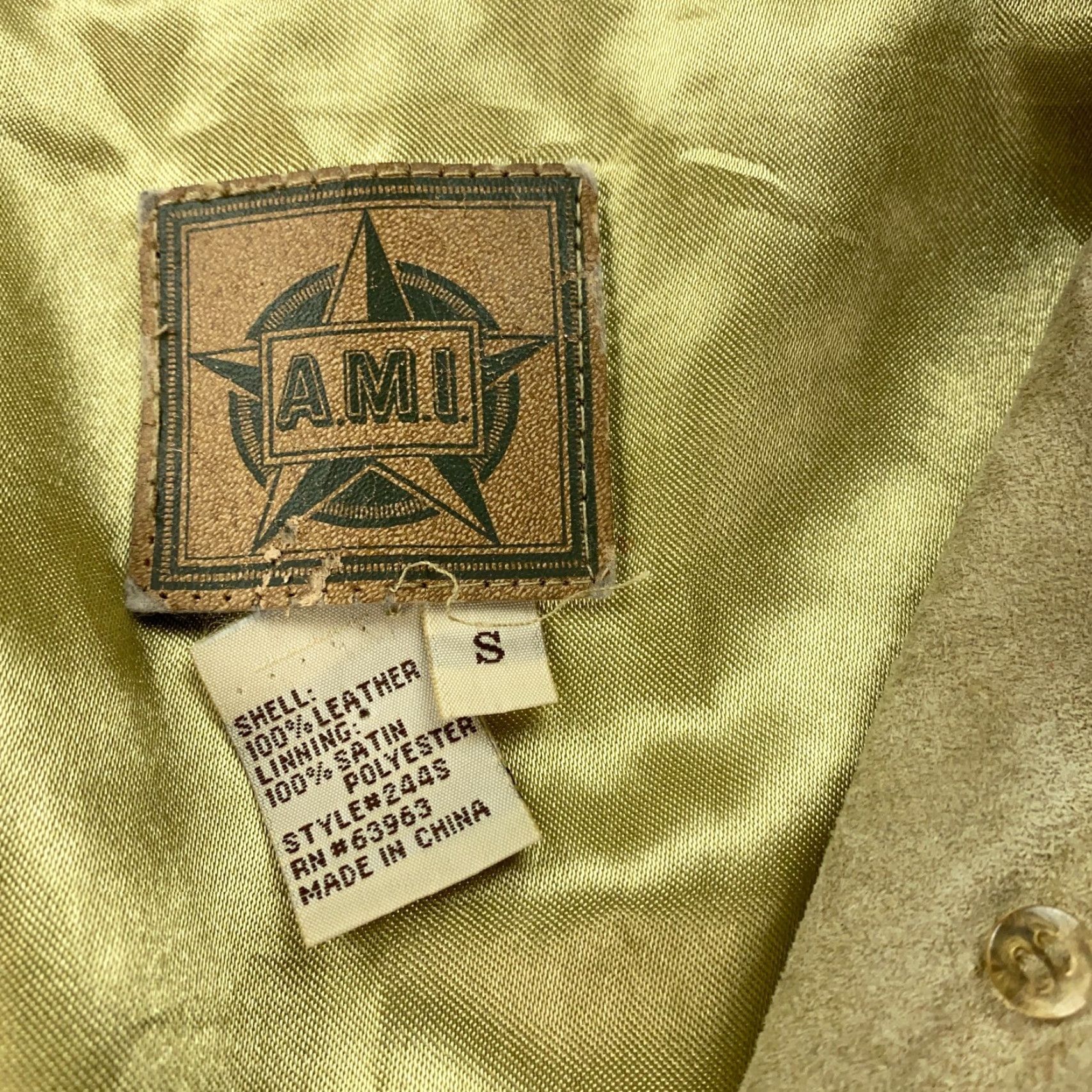 Vintage AMI Leather Jacket Womens Small Beige Leather Button Up Lined Size S / US 4 / IT 40 - 2 Thumbnail