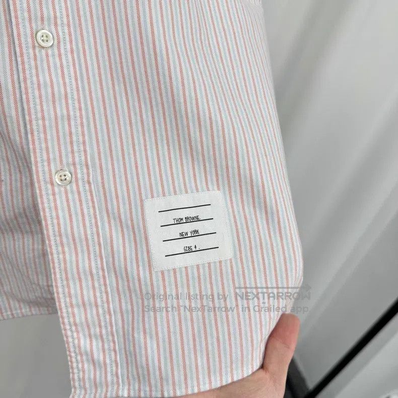 Thom Browne Thom Browne Striped Short-Sleeve Shirt Size US XL / EU 56 / 4 - 5 Thumbnail