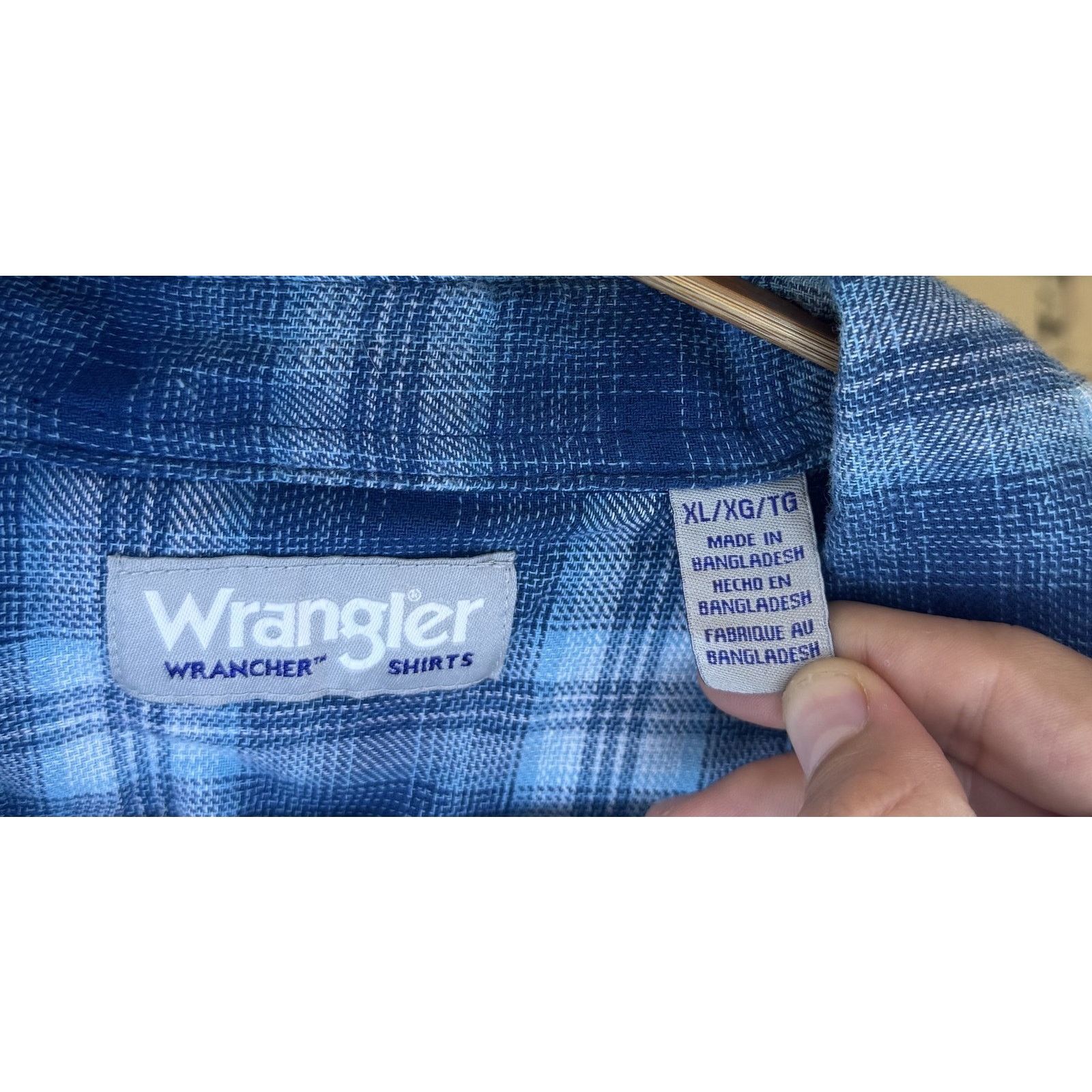Wrangler Wrangler Wrancher Shirt Mens XL Blue Plaid Flannel Western Size US XL / EU 56 / 4 - 3 Thumbnail