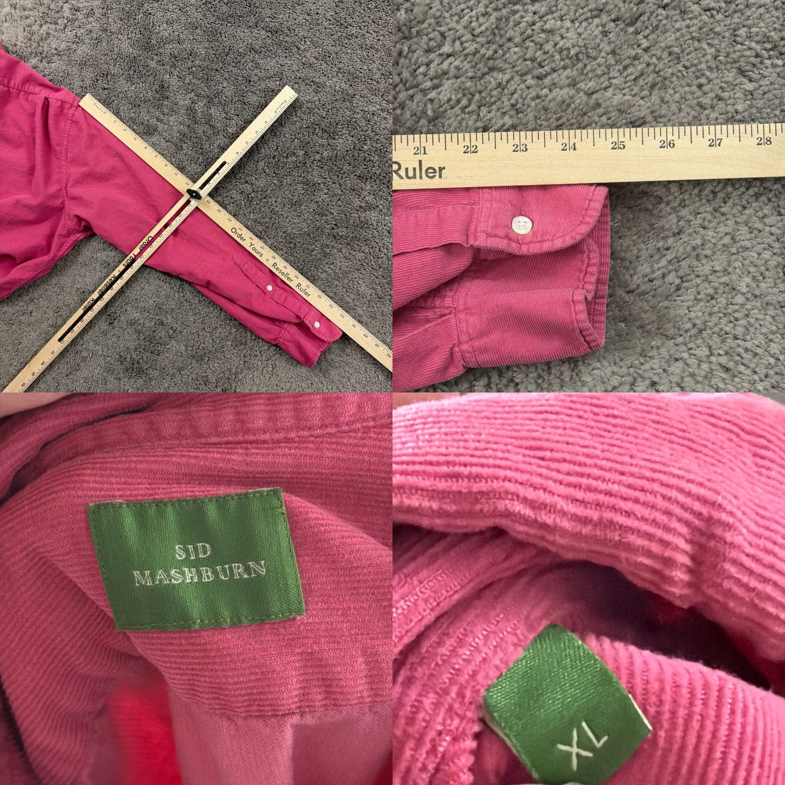 Sid Mashburn Sid Mashburn Shirt Mens XL Pink Corduroy Long Sleeve Button Up Pockets Cotton Size US XL / EU 56 / 4 - 8 Thumbnail