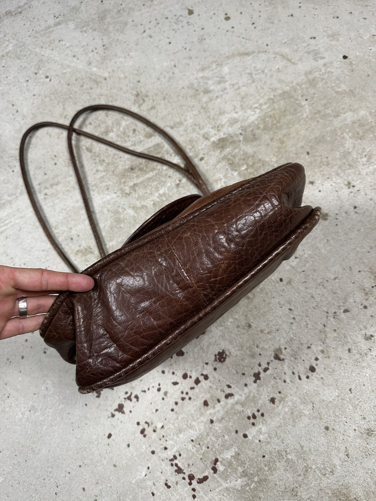Japanese Brand Vintage 90s Brown Genuine Leather Hand Tote Bag rare utility Size ONE SIZE - 6 Thumbnail