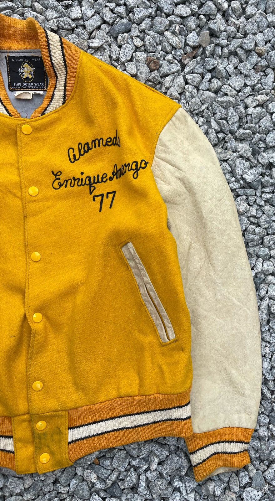 Golden Bear × Vintage 🔥RARE🔥 Golden Bear Leather Sleeve Varsity Jacket Made In Usa Size US L / EU 52-54 / 3 - 6 Thumbnail