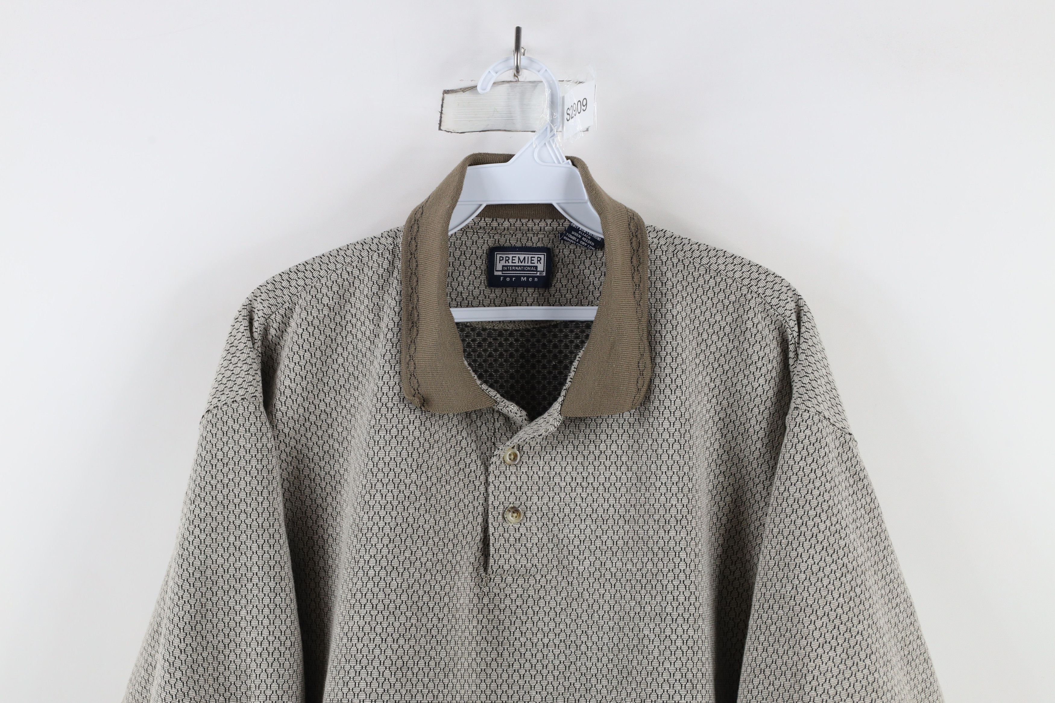 Vintage Vintage 90s Streetwear Baggy Fit Geometric Knit Polo Shirt Size US L / EU 52-54 / 3 - 2 Thumbnail