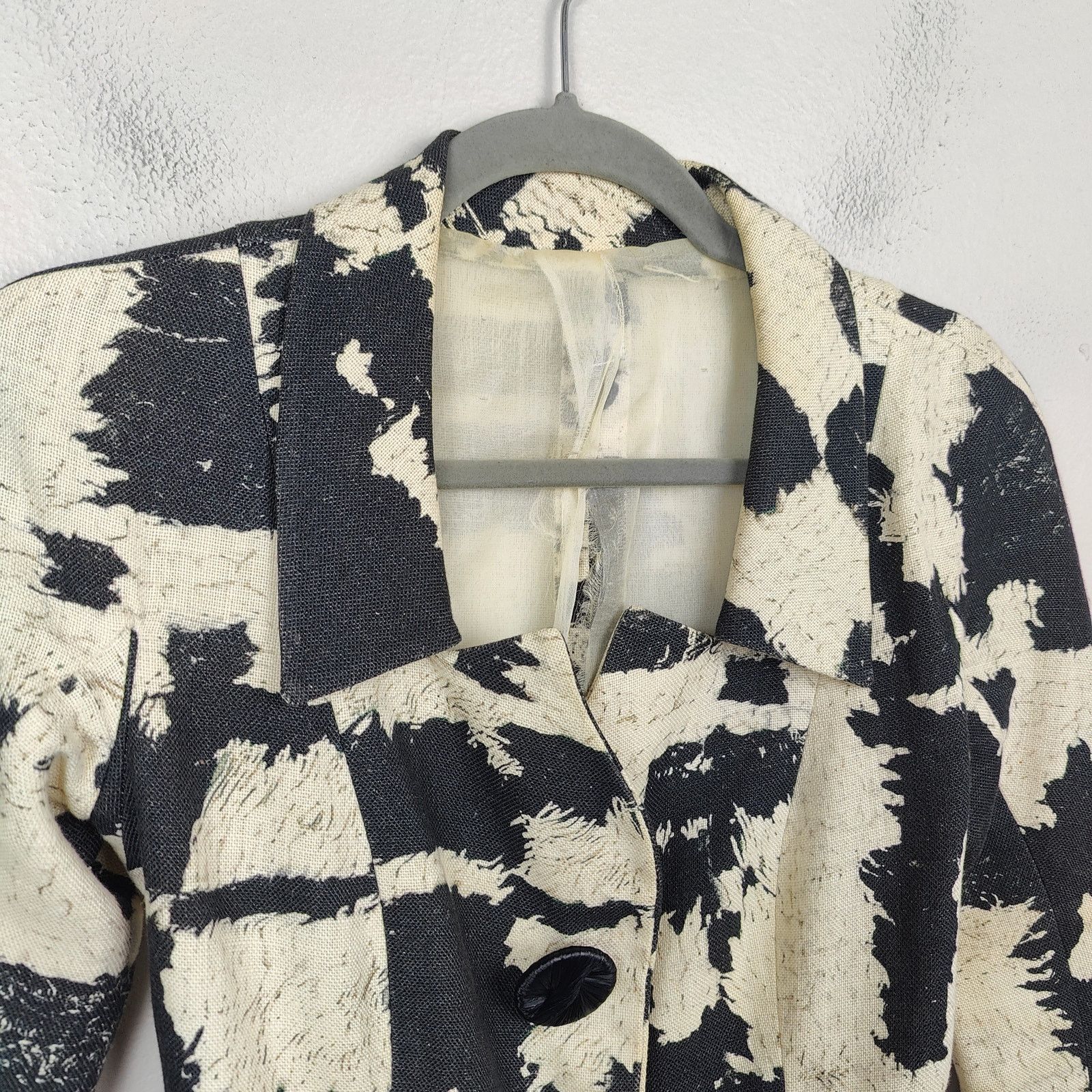 Giambattista Valli Giambattista Valli Linen Blazer Womens XXS 38 Black Cream Size XXS / US 00 / IT 34 - 2 Thumbnail