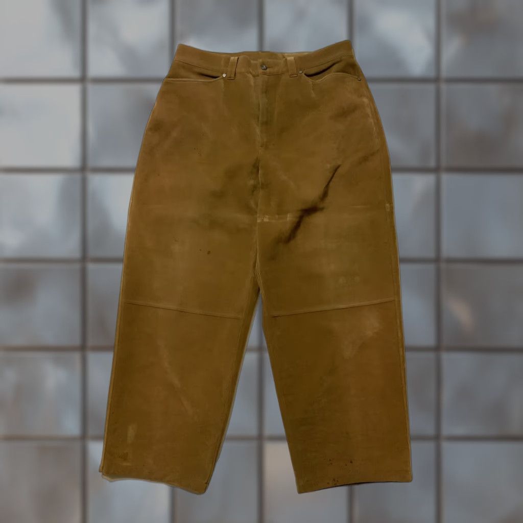 Pelle Pelle VINTAGE Pelle Pelle City Slicker Faux Suede Leather Pants Sz. 36 Men Pants 90s Y2K 2000s Brown Baggy Loose - Inseam 29 Size US 36 / EU 52 - 1 Thumbnail