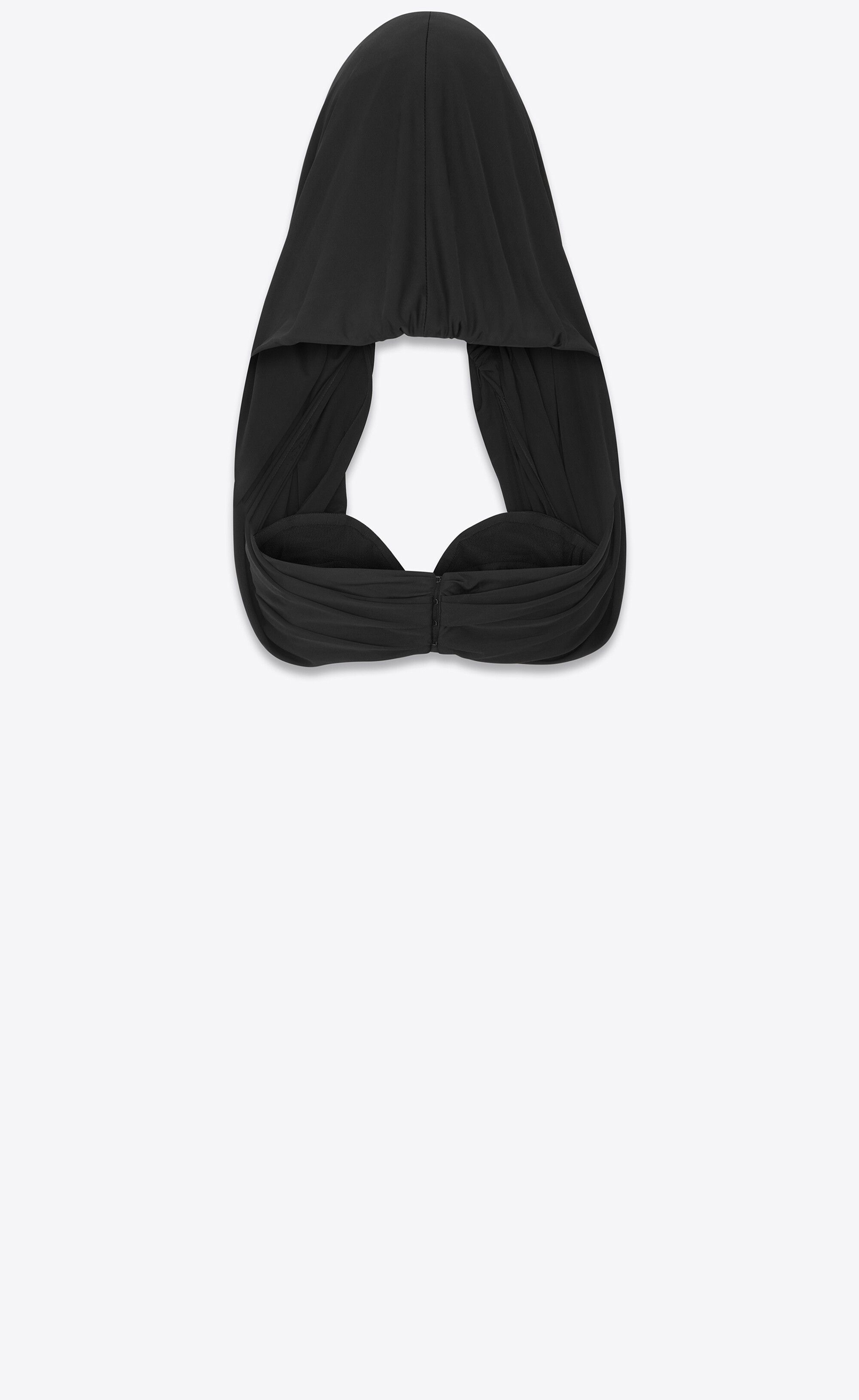 Saint Laurent Paris o1s1wg111124 Hooded Top in Shiny Jersey Crop Top in Black Size S / US 4 / IT 40 - 4 Thumbnail