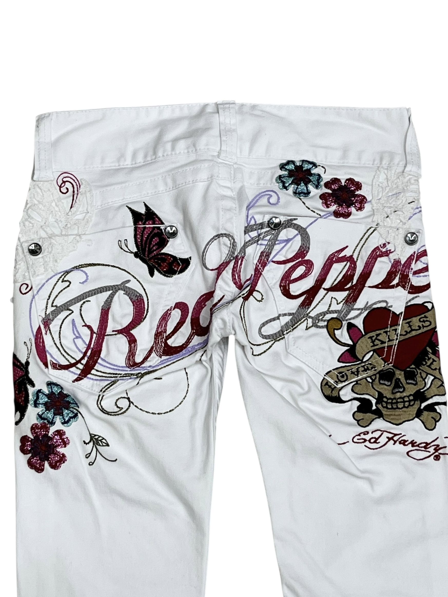 Ed Hardy 🔥RARE🔥Red Pepper x Ed Hardy Embroidered Skinny Petite 24” Size 24" / US 00 / IT 34 - 1 Thumbnail