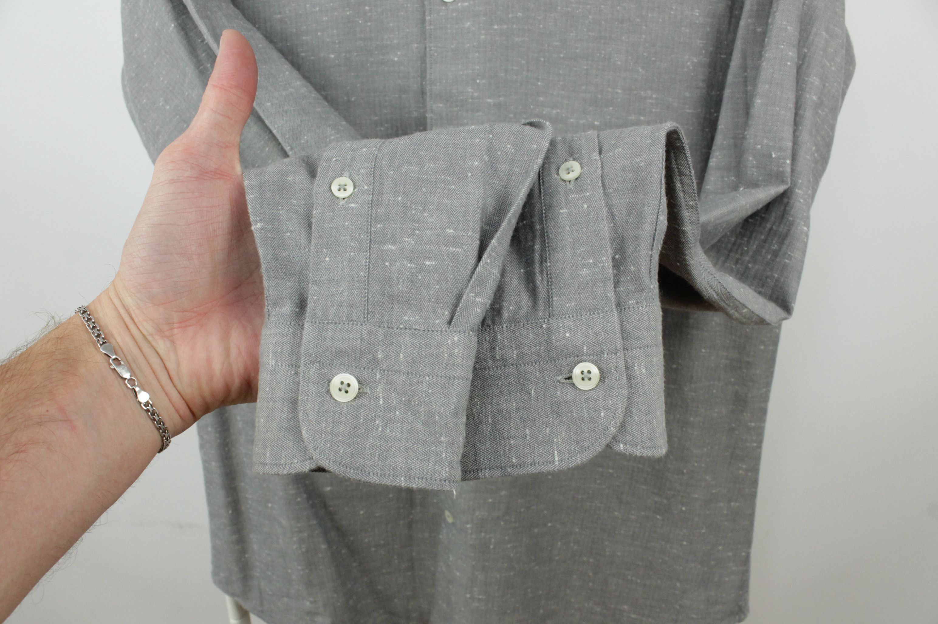 Other Caliban Gray Melange Cotton Dress Shirt Men's Size US M / EU 48-50 / 2 - 6 Thumbnail