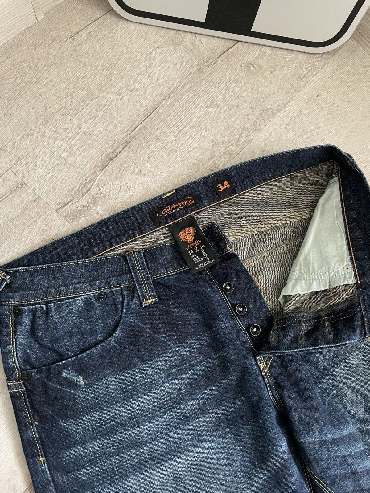 Ed Hardy Y2k Vintag Ed Hardy by Christian Audigier Jeans Washed Denim Size US 34 / EU 50 - 7 Thumbnail