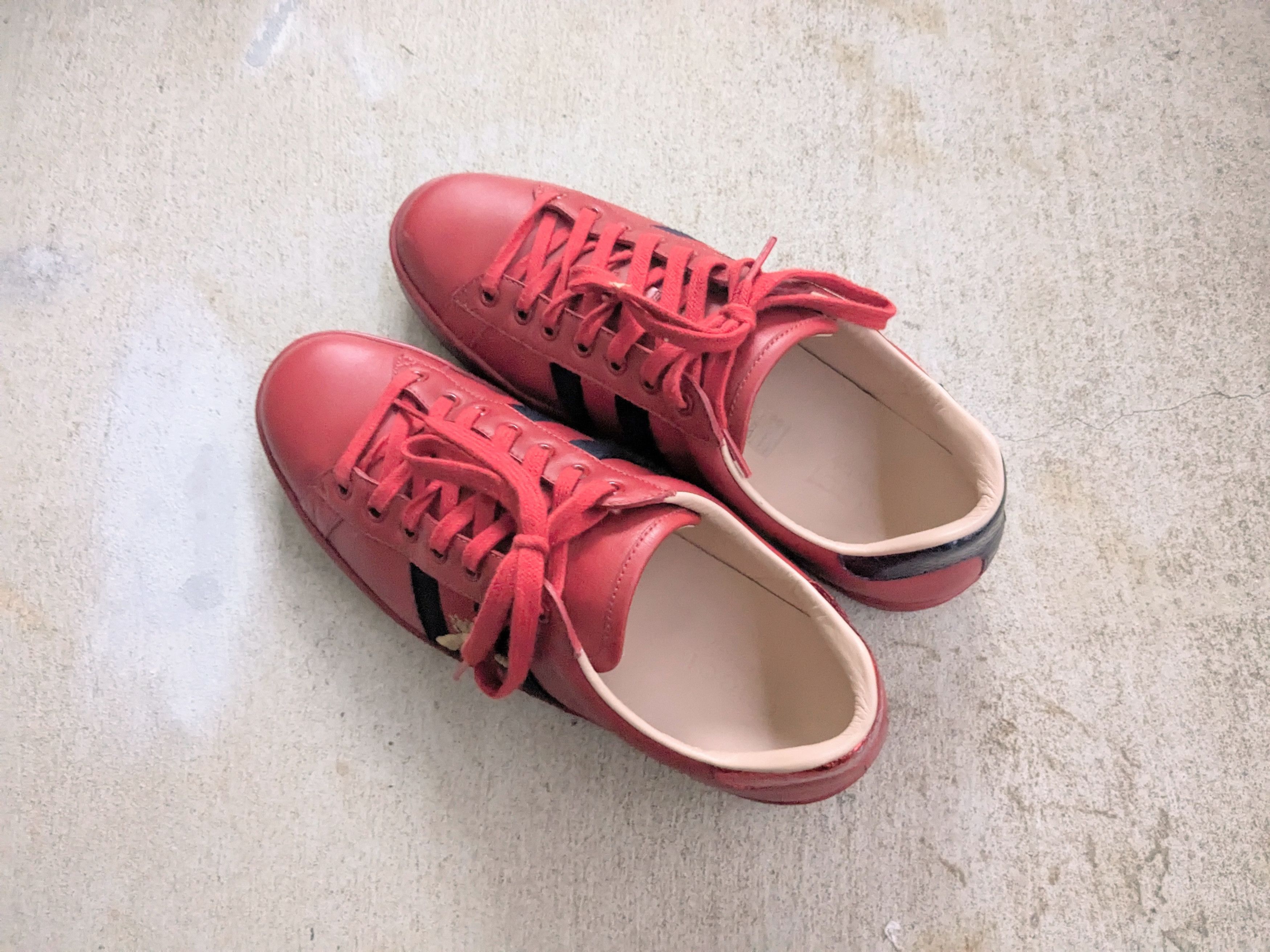 Gucci Gucci Ace Sneakers Red Bee 9.5 Leather Low Tops Size US 9.5 / EU 42-43 - 12 Thumbnail