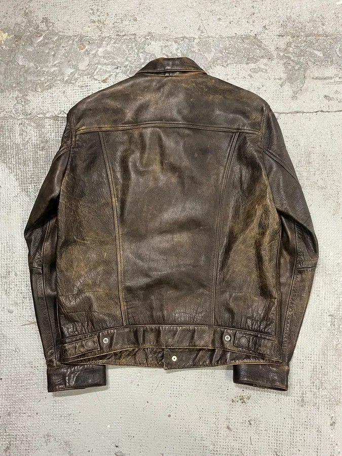Levi's Levi’s Buffalo Brown Faded Leather Trucker Jacket Size US M / EU 48-50 / 2 - 6 Thumbnail
