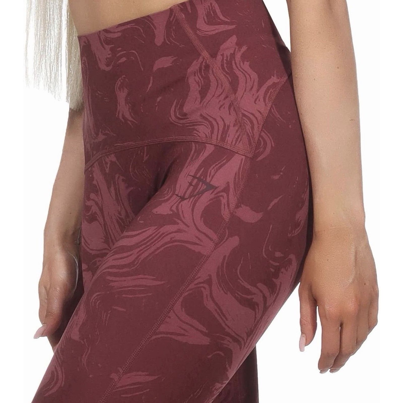 Gymshark Gymshark Maroon Marble Leggings Butt Scrunch Small Size 22" - 3 Thumbnail