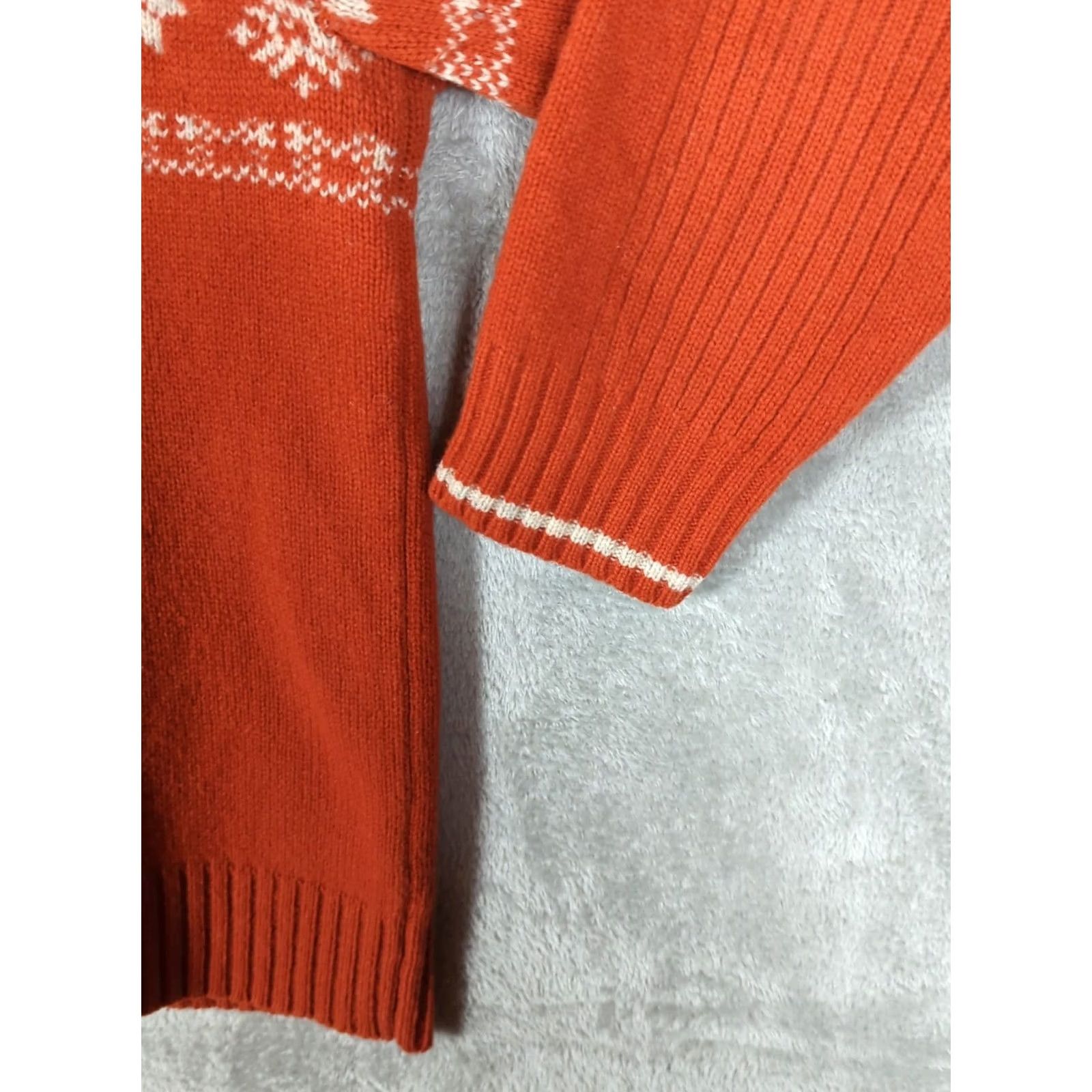 Eddie Bauer Eddie Bauer Sweater Mens LT Large Fair Isle Wool Knit Crew Neck Orange Classic Holiday Outdoor Size US L / EU 52-54 / 3 - 4 Thumbnail