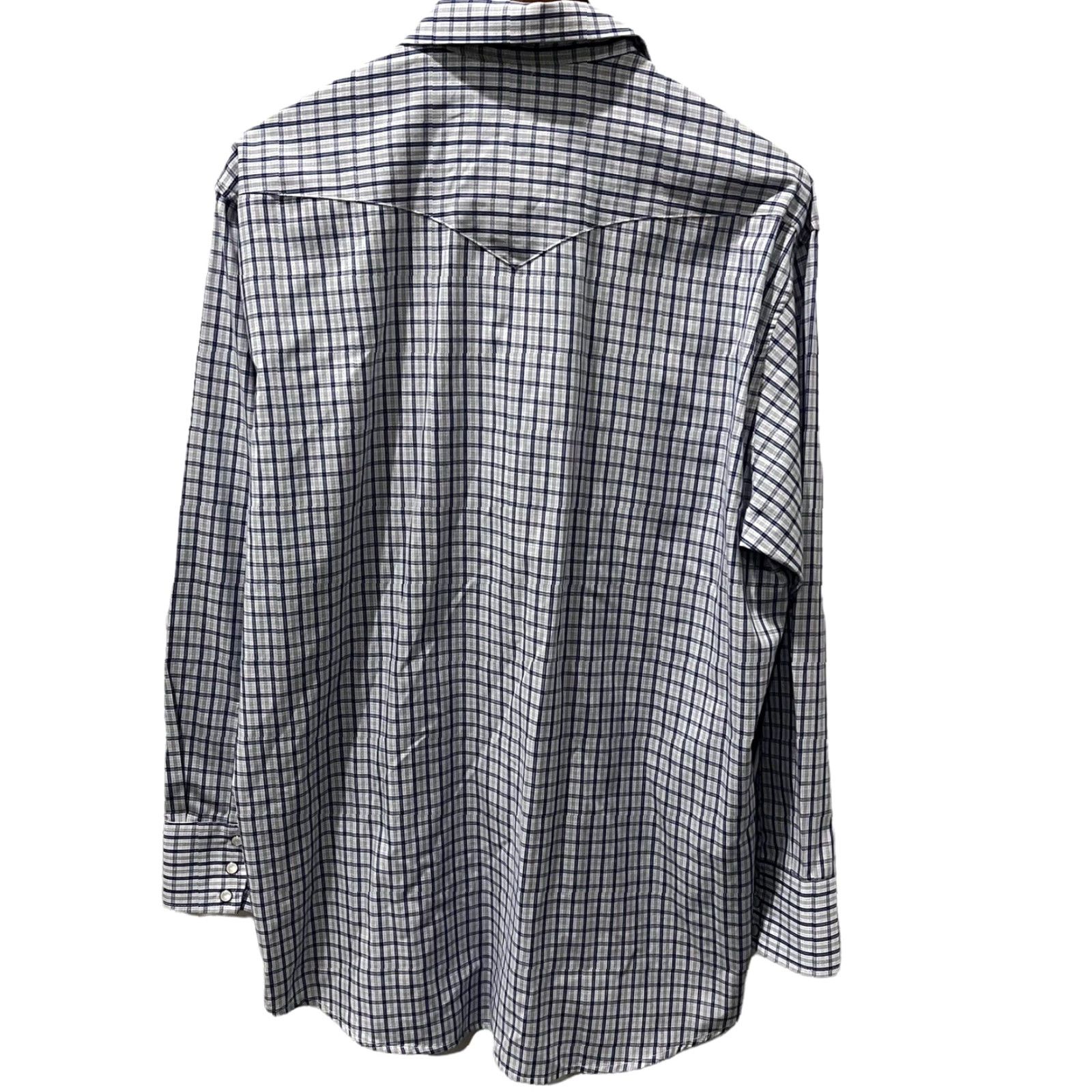 Vintage Panhandle Slim Men Pearl Snap Shirt Size L Large Blue Checked Shirt Size US L / EU 52-54 / 3 - 2 Thumbnail