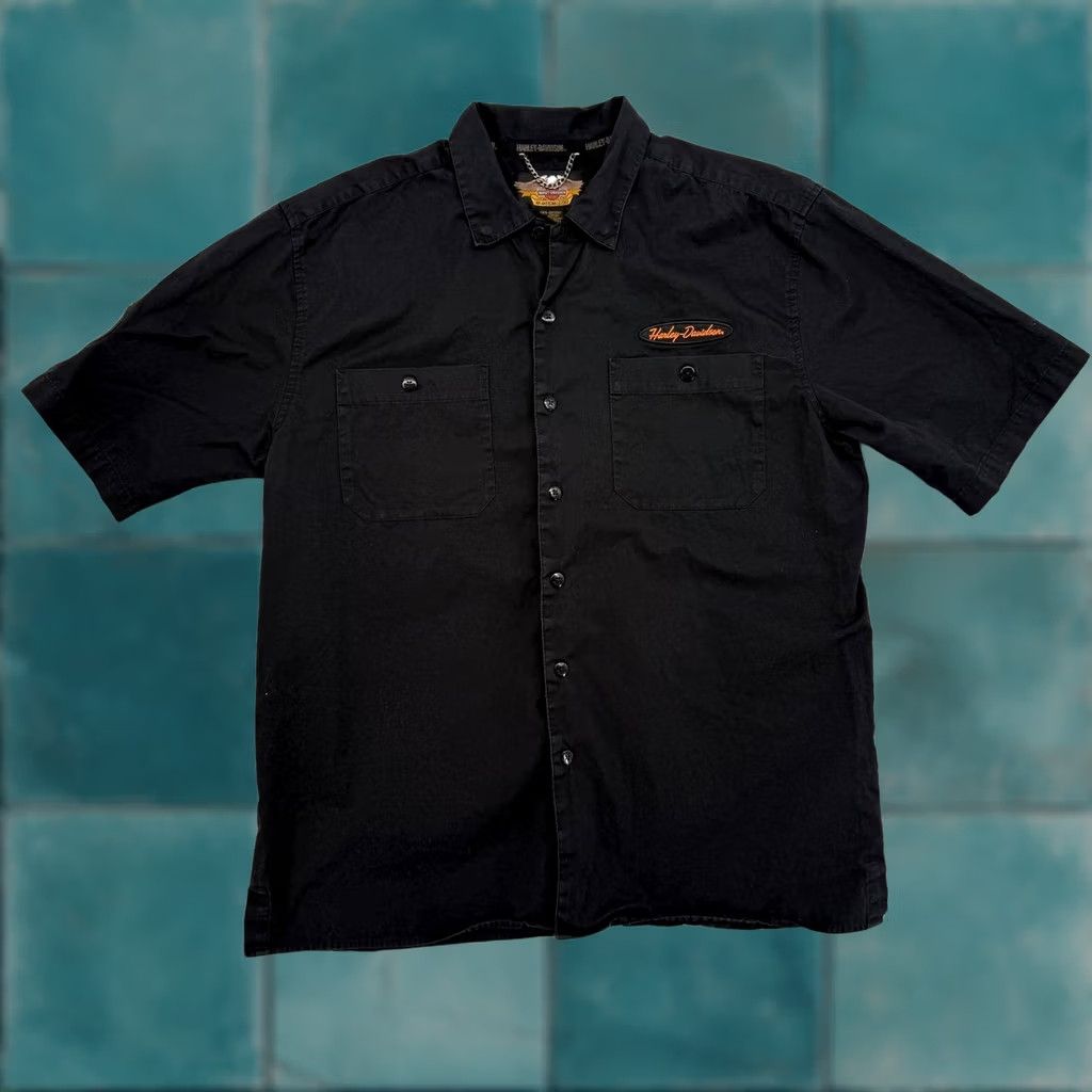 Harley Davidson Harley Davidson Mens Black Short Sleeve Button Up Graphic Motorcycle Shirt Large Size US L / EU 52-54 / 3 - 1 Thumbnail