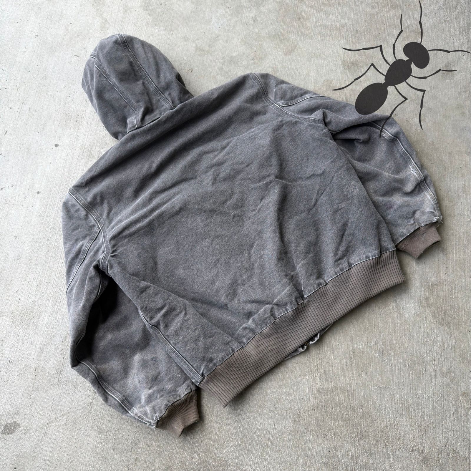 Carhartt × Vintage Carhartt J130 GVL Gray hooded work wear jacket Size US L / EU 52-54 / 3 - 6 Thumbnail