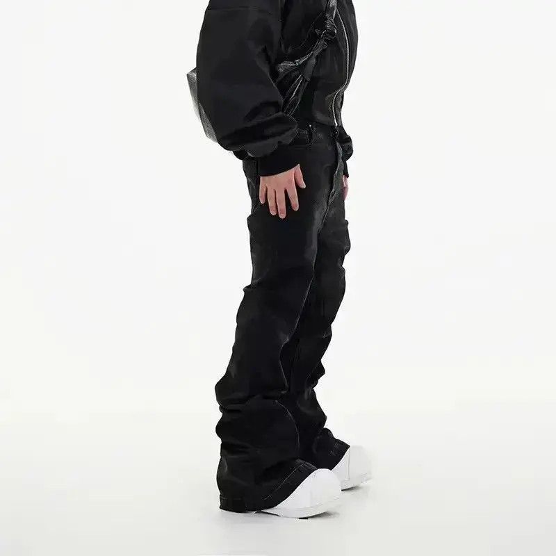 Japanese Brand Street Vintage Rock Brushed Wax Coated Micro Flare Y2K Jeans Size US 32 / EU 48 - 4 Thumbnail