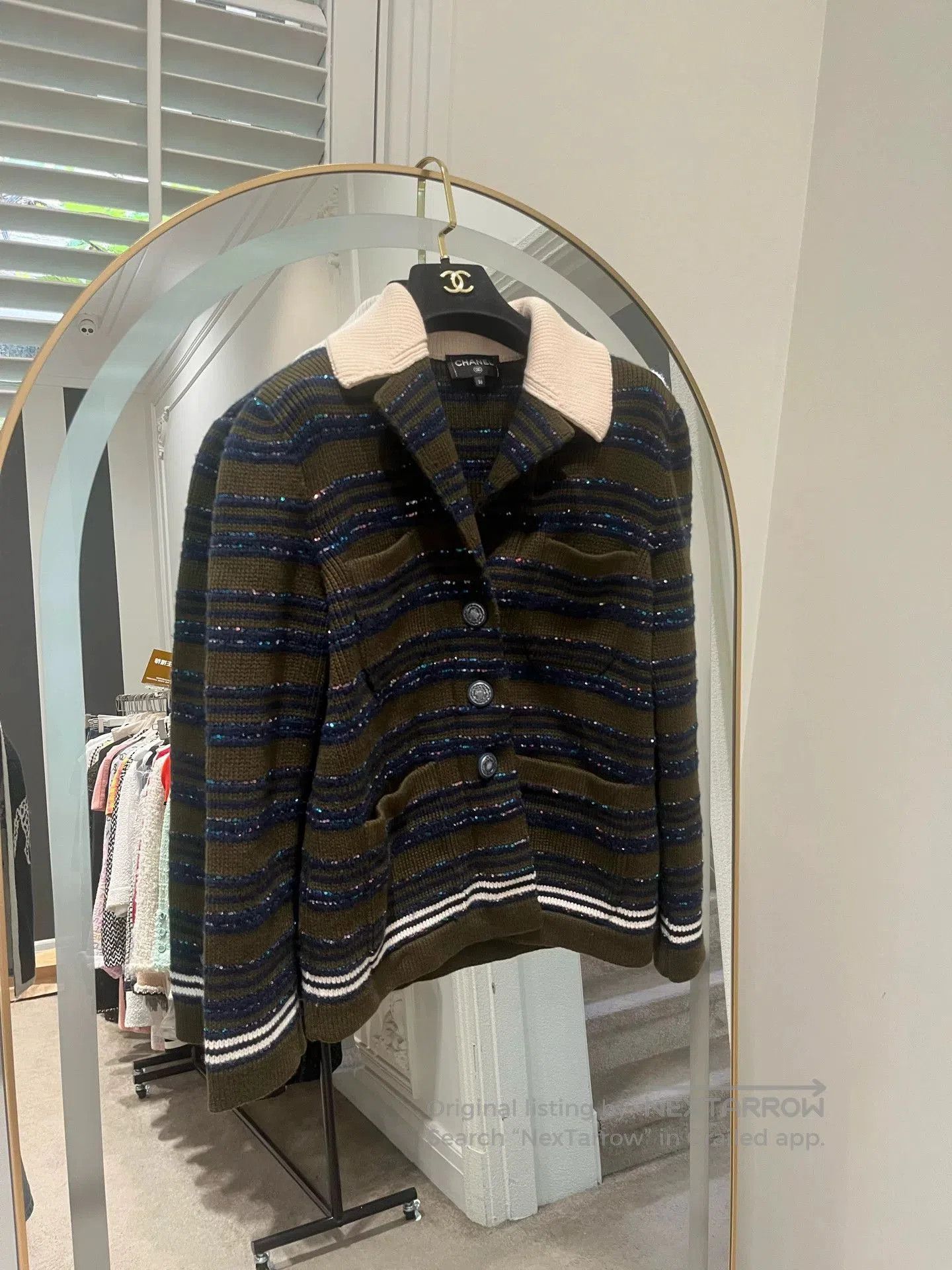 Chanel Chanel 20C Blue Green Stripe Coat. Size US XS / EU 42 / 0 - 1 Thumbnail