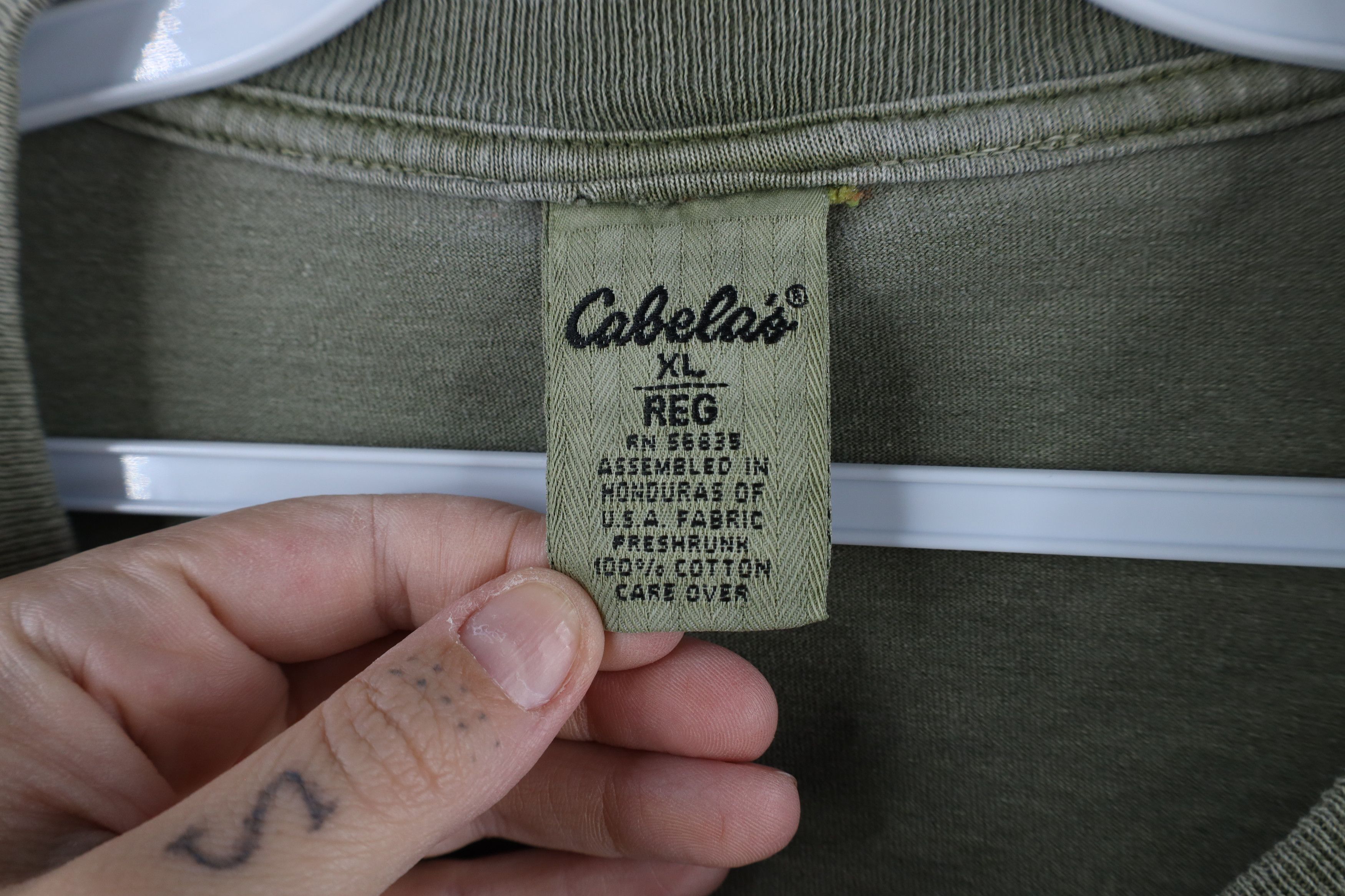 Cabelas × Vintage Vintage 90s Cabelas Stonewash Long Sleeve T-Shirt Green Size US XL / EU 56 / 4 - 4 Thumbnail