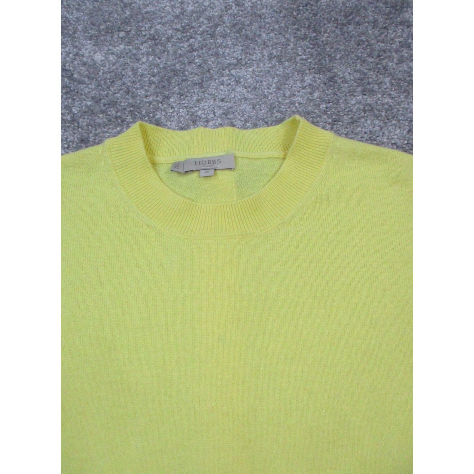 Vintage Hobbs Womens XS Yellow Merino Wool Blend Knit Crew Neck Pullover Sweater - Casual, Long Sleeve, Solid Knit Size XS / US 0-2 / IT 36-38 - 2 Thumbnail