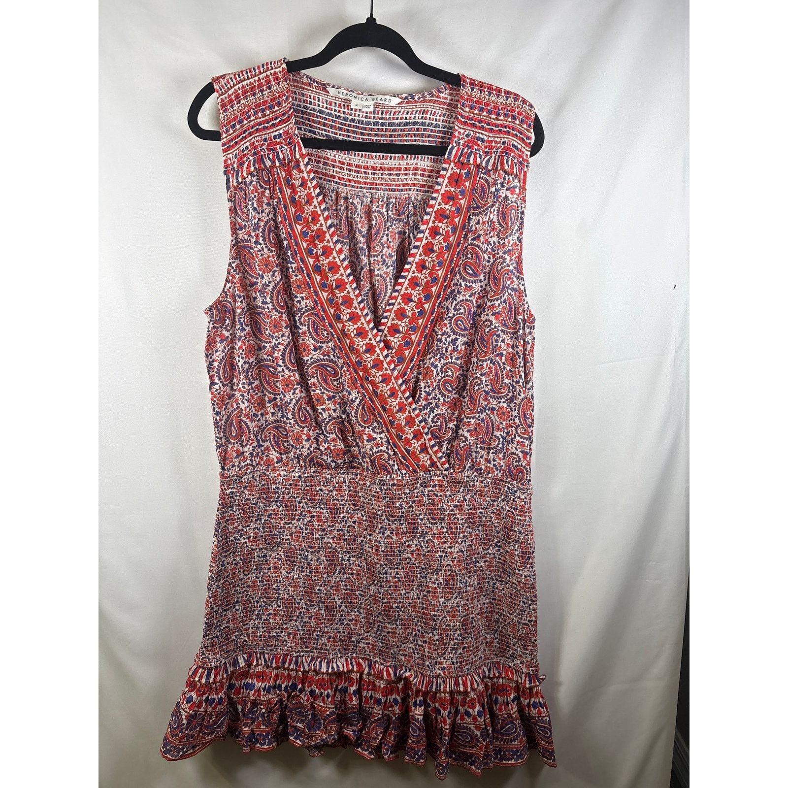 Veronica Beard Veronica Beard Dress XL Paisley Smocked Ruffle Hem Boho Size XL / US 12-14 / IT 48-50 - 3 Thumbnail
