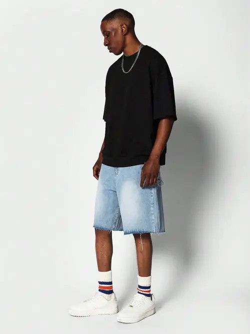 Jean Jeans Denim Shorts Jorts Graphic Drip Size US 33 - 2 Thumbnail