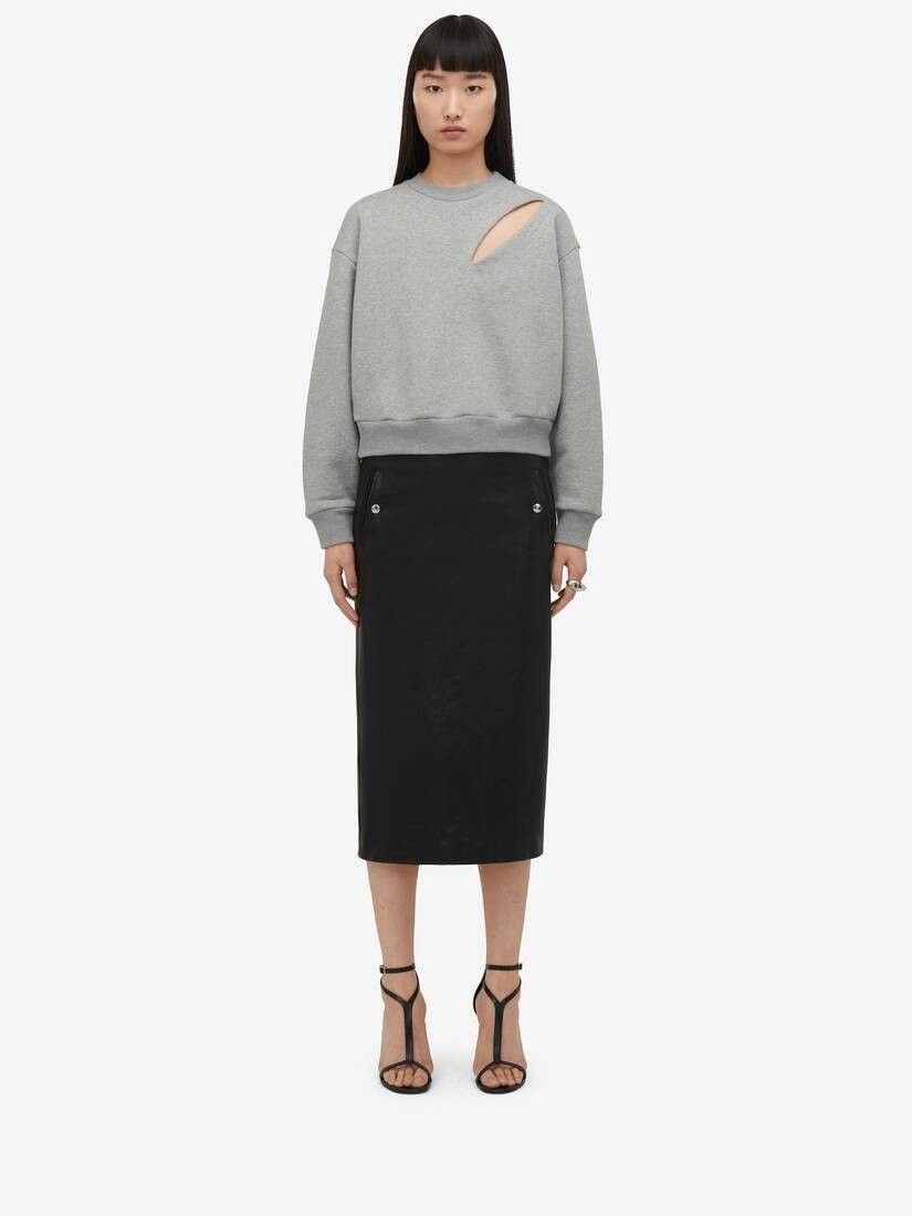 Alexander McQueen o1srvl11e0326 Slashed Sweatshirt in Grey Size S / US 4 / IT 40 - 3 Thumbnail