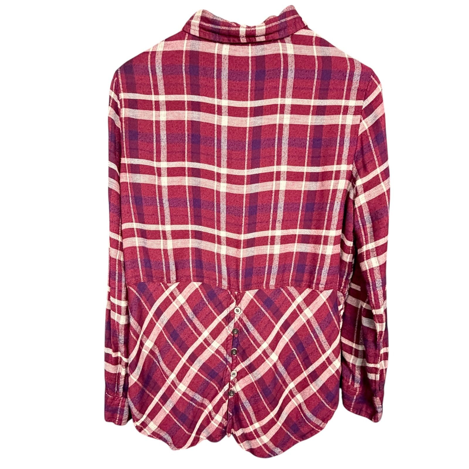 Lucky Brand Lucky Brand Women's Medium Shirt Dark Red Plaid Flannel Size M / US 6-8 / IT 42-44 - 2 Thumbnail