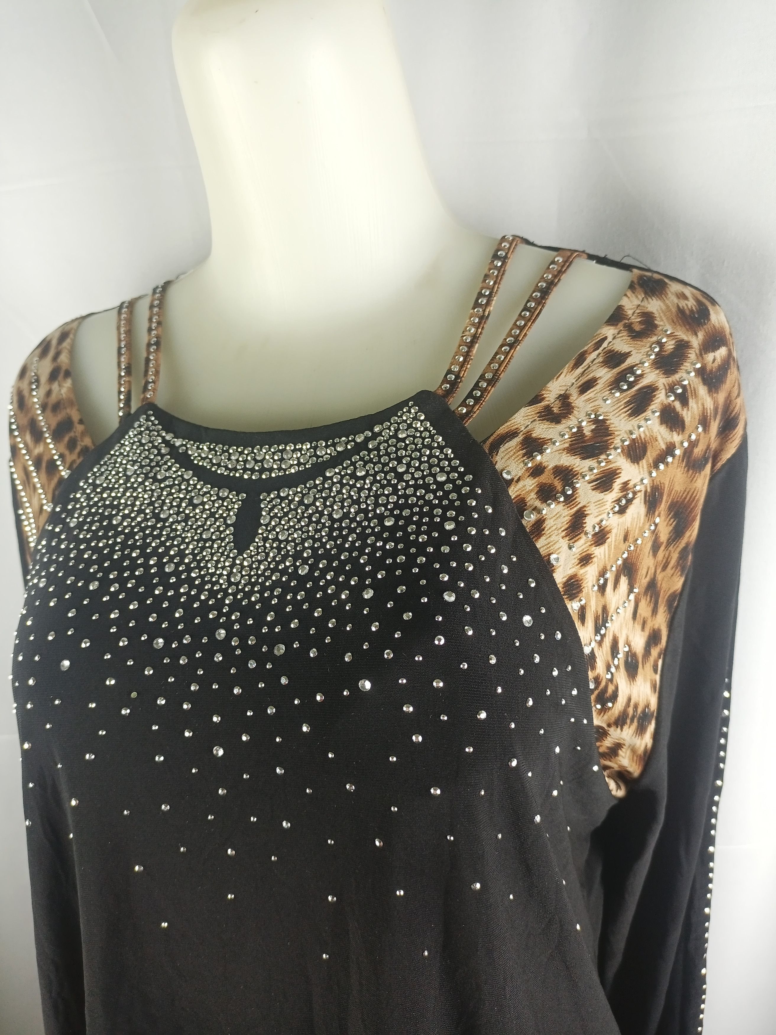 Japanese Brand × Vintage Women's Rhinestone Wave Top leopard print Size XXL / US 16-18 / IT 52-54 - 4 Thumbnail