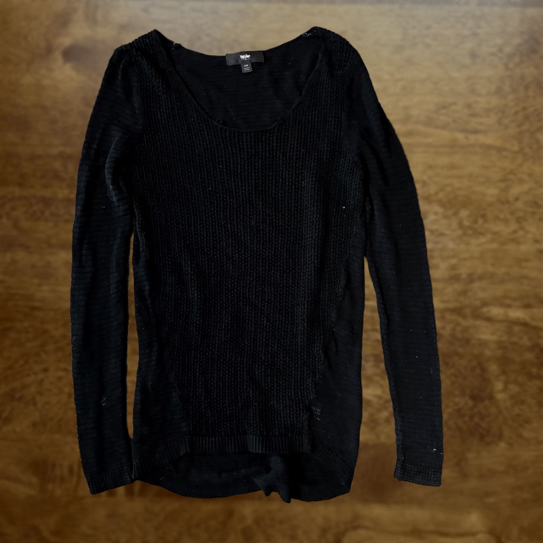 Mossimo VINTAGE Mossimo Sweater Womens Medium Black Knit Scoop Neck Long Sleeve Pullover Top Size M / US 6-8 / IT 42-44 - 1 Thumbnail