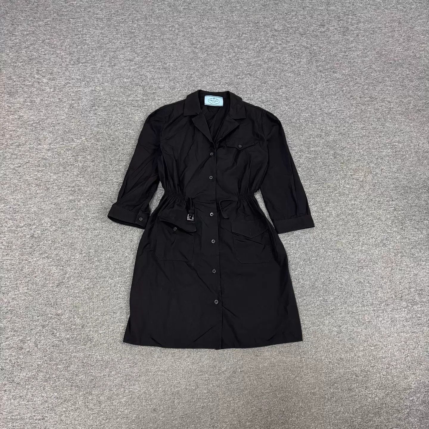 Prada Prada Women's Back Triangle Logo Waist-Cinched Dress 42 Size M / US 6-8 / IT 42-44 - 2 Thumbnail