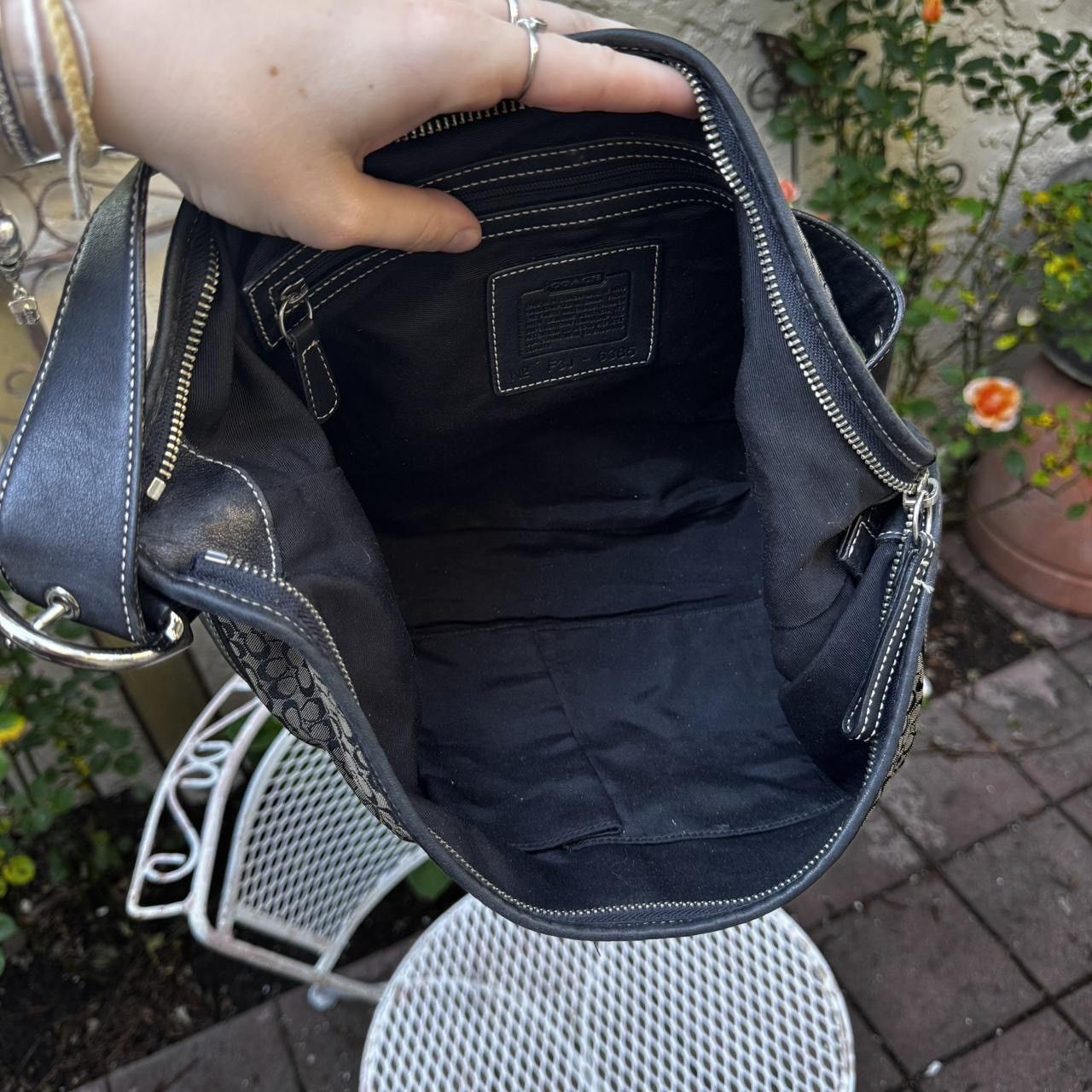 Coach Y2K Black Coach Monogramed Slouchy Hobo Bag Size ONE SIZE - 6 Thumbnail