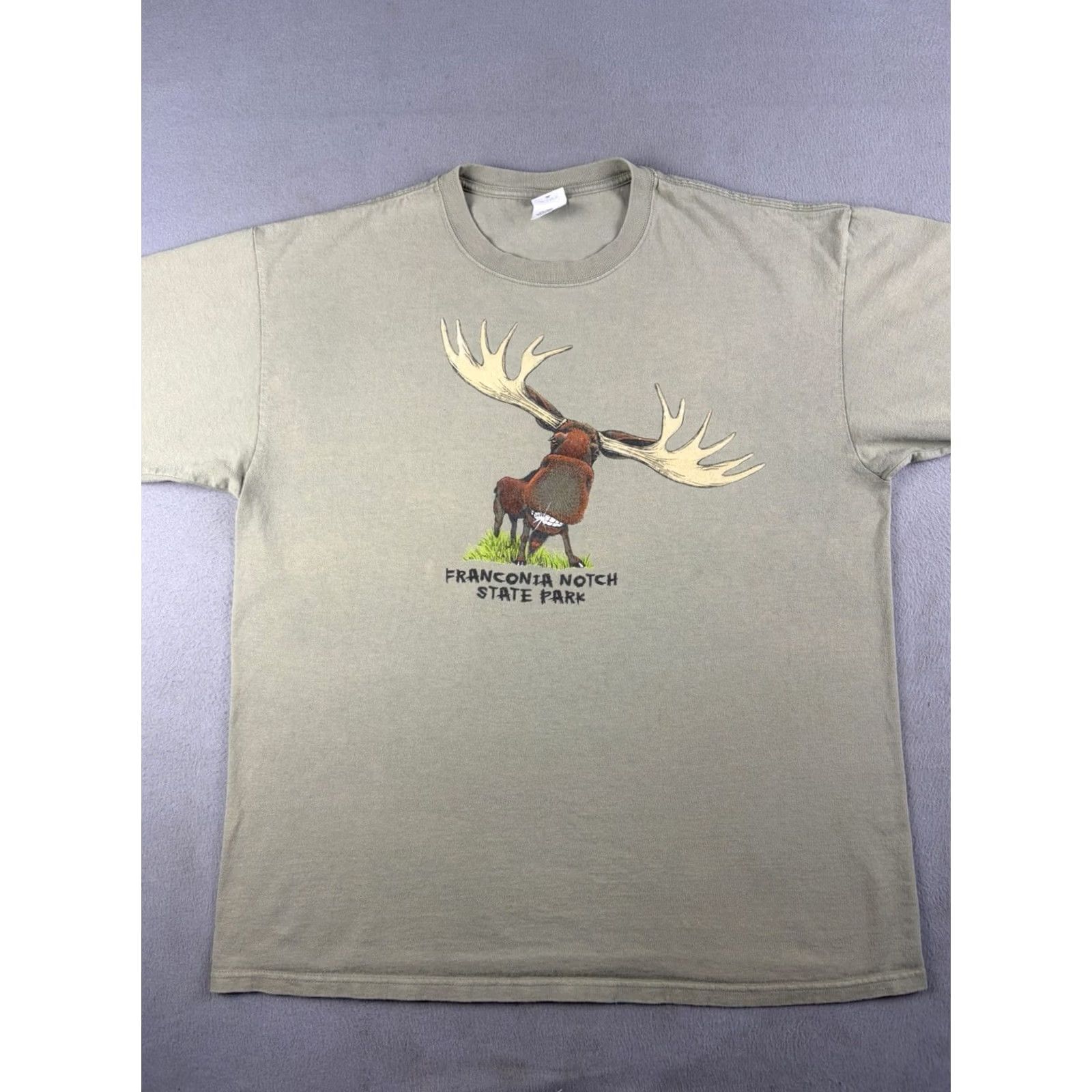 Vintage VINTAGE Moose New Hampshire Shirt XL Mens T-Shirt Brown Crew Neck Short Sleeve Outdoors Franconia Notch State Park Cotton Size US XL / EU 56 / 4 - 2 Thumbnail