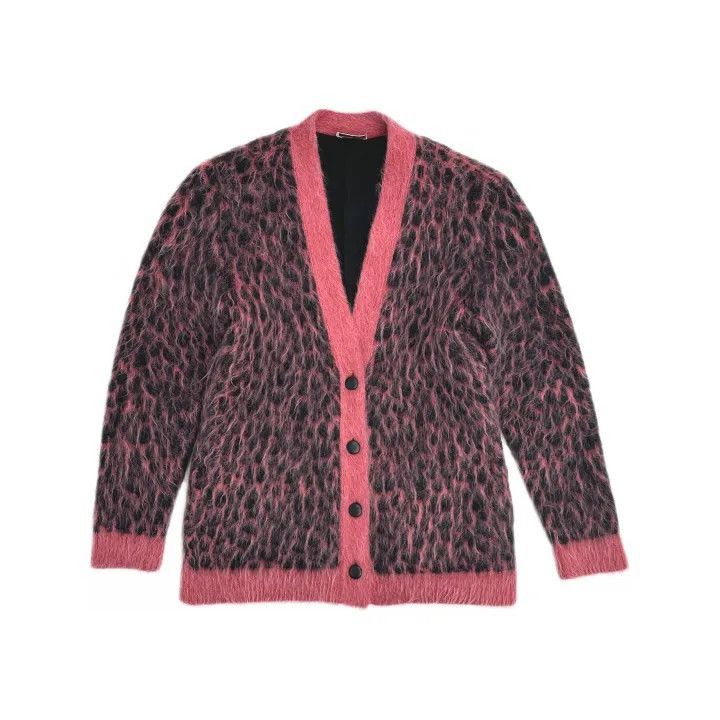 Saint Laurent Paris Saint Laurent Pink Leopard Print Cardigan -2507 Size XS / US 0-2 / IT 36-38 - 1 Thumbnail