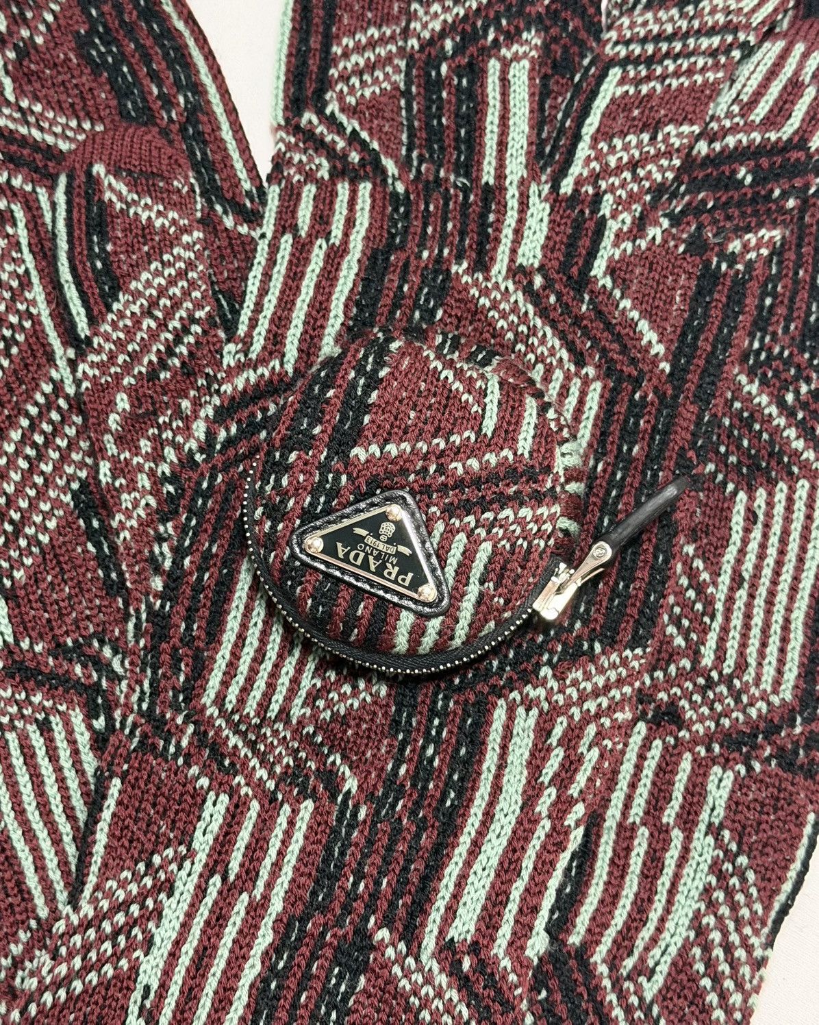 Prada PRADA F/W 2021 Long Jacquard Wool Gloves w/ Circle Zip Pouch Size ONE SIZE - 3 Thumbnail