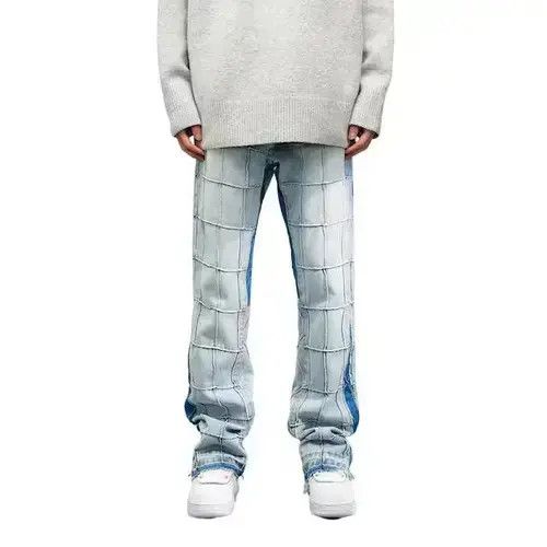 Japanese Brand × Jean Blue Plaid Stacked Denim Jeans Size US 32 / EU 48 - 3 Thumbnail
