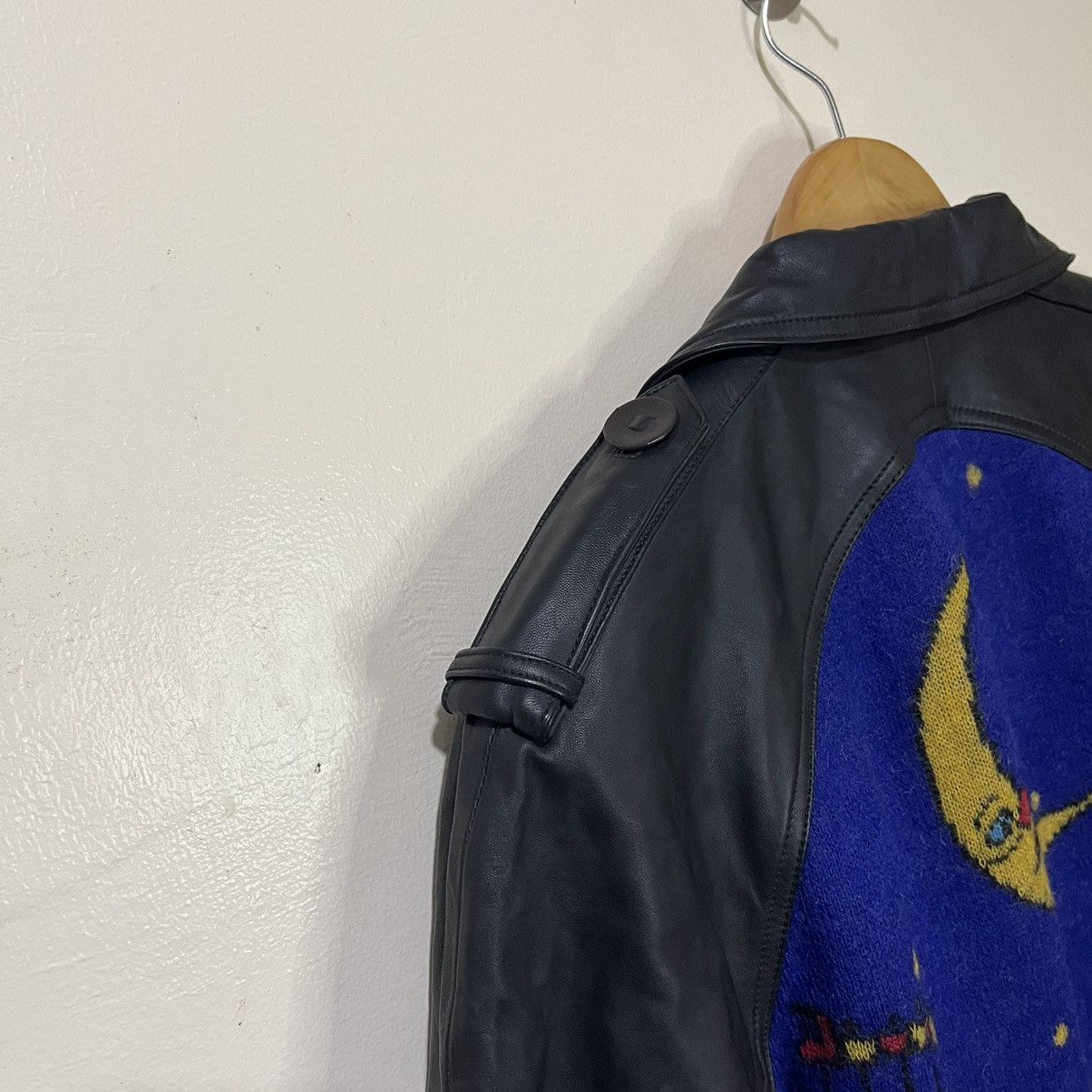 Torras 1990's Torras Spain Art Design Leather Wool Coat Jacket Size US L / EU 52-54 / 3 - 10 Thumbnail