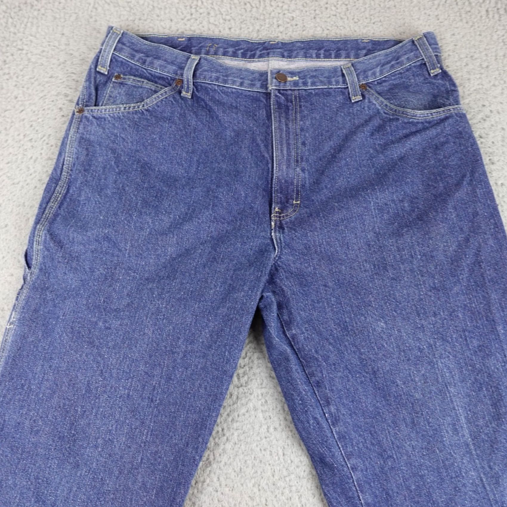 Dickies VINTAGE Dickies Jeans Mens 38 Blue 38x32 Denim Carpenter Dark Wash Work Wear Size US 38 / EU 54 - 5 Thumbnail