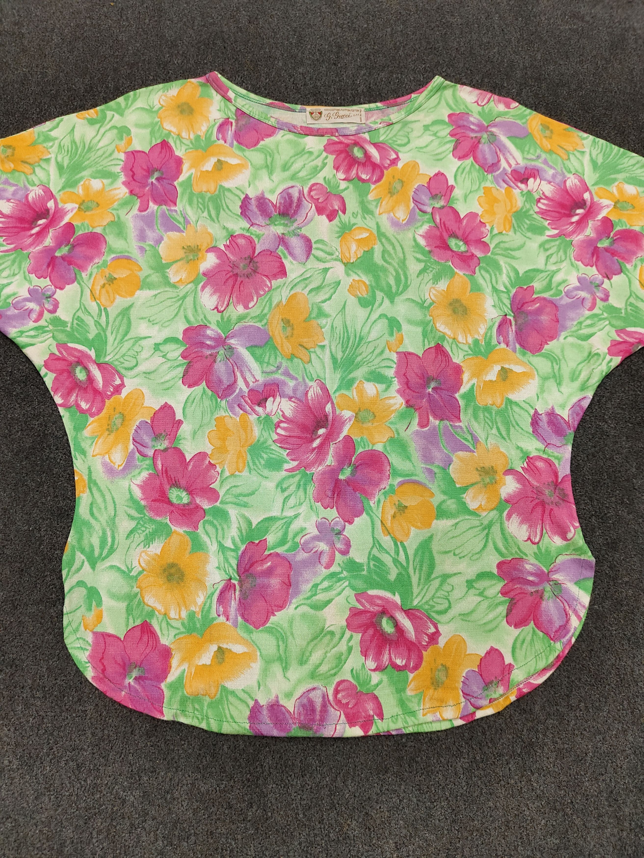 Gucci 80s Gucci- Archive Flowers Art Graphic Blouses Size L / US 10 / IT 46 - 2 Thumbnail