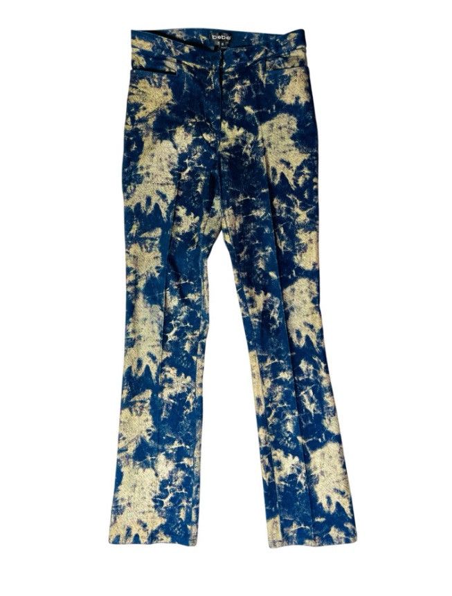 Bebe Bebe Phantom Wash Carmen Tie Dye Indigo & Gold Denim Jeans Size 27" / US 4 / IT 40 - 2 Thumbnail