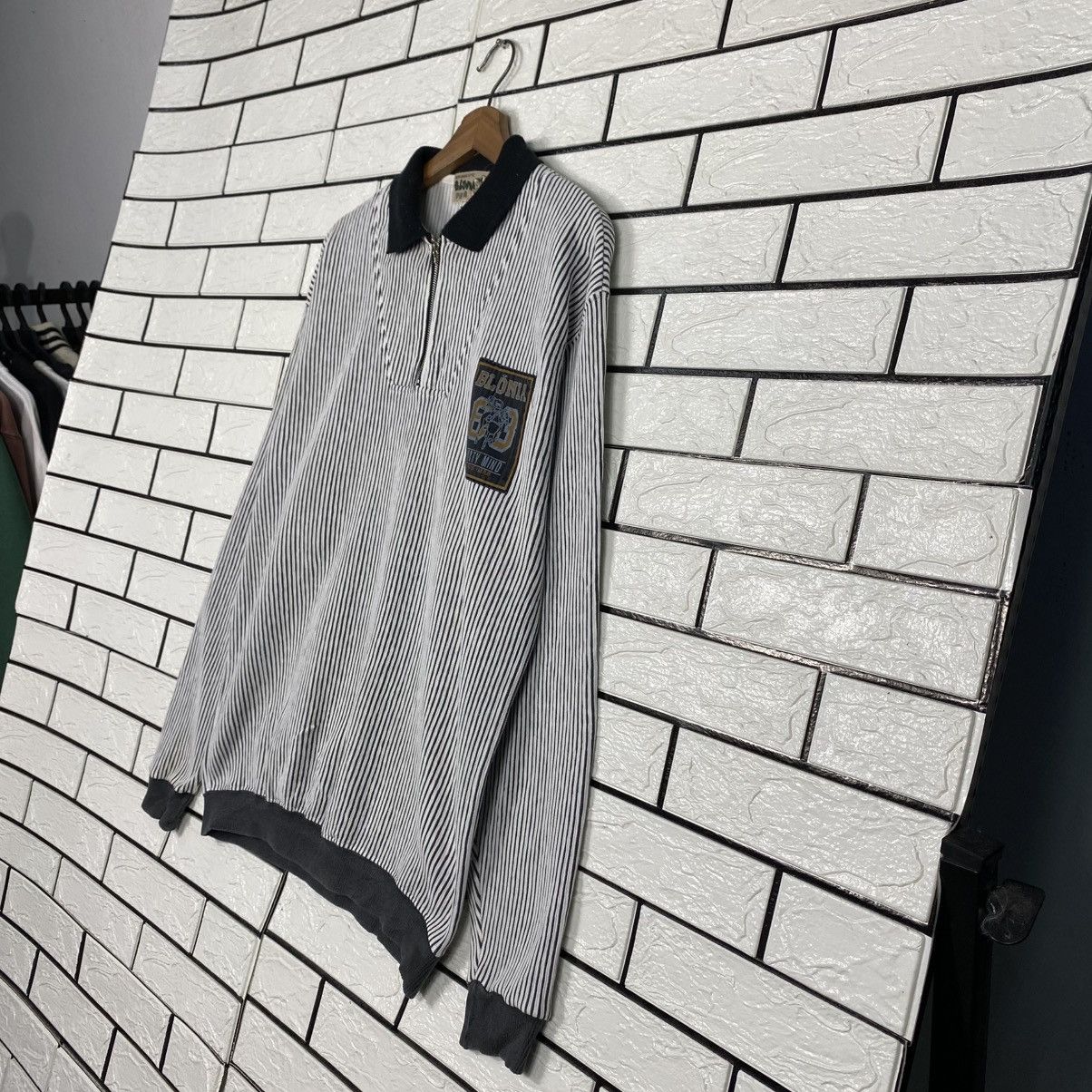 Japanese Brand Half Zipper Sweatshirt Striped Design Blonia Papa Cartoon Size US M / EU 48-50 / 2 - 3 Thumbnail