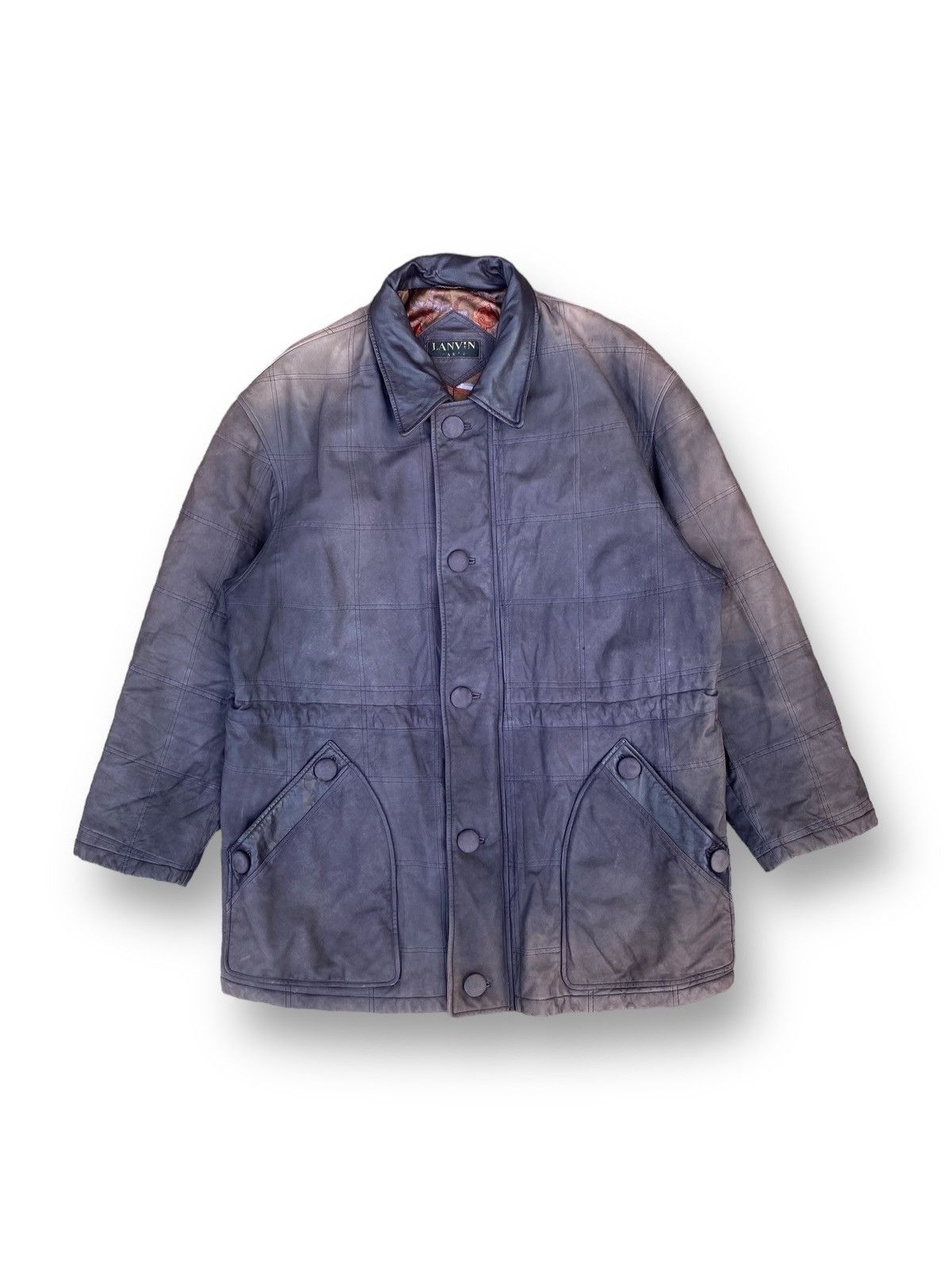 image of Vintage Lanvin Paris Overcoat Beautiful Sun Faded. C7 in Black Grey, Men's (Size XL)