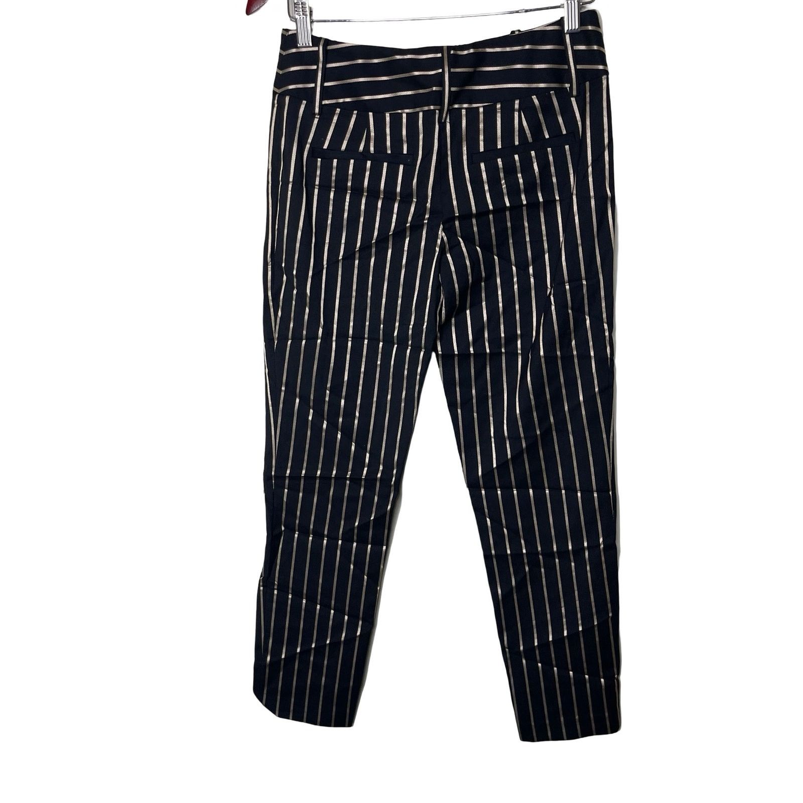 Alice + Olivia New Alice + Olivia black gold stripe mid rise ankle zip pant Size 26" / US 2 / IT 38 - 3 Thumbnail