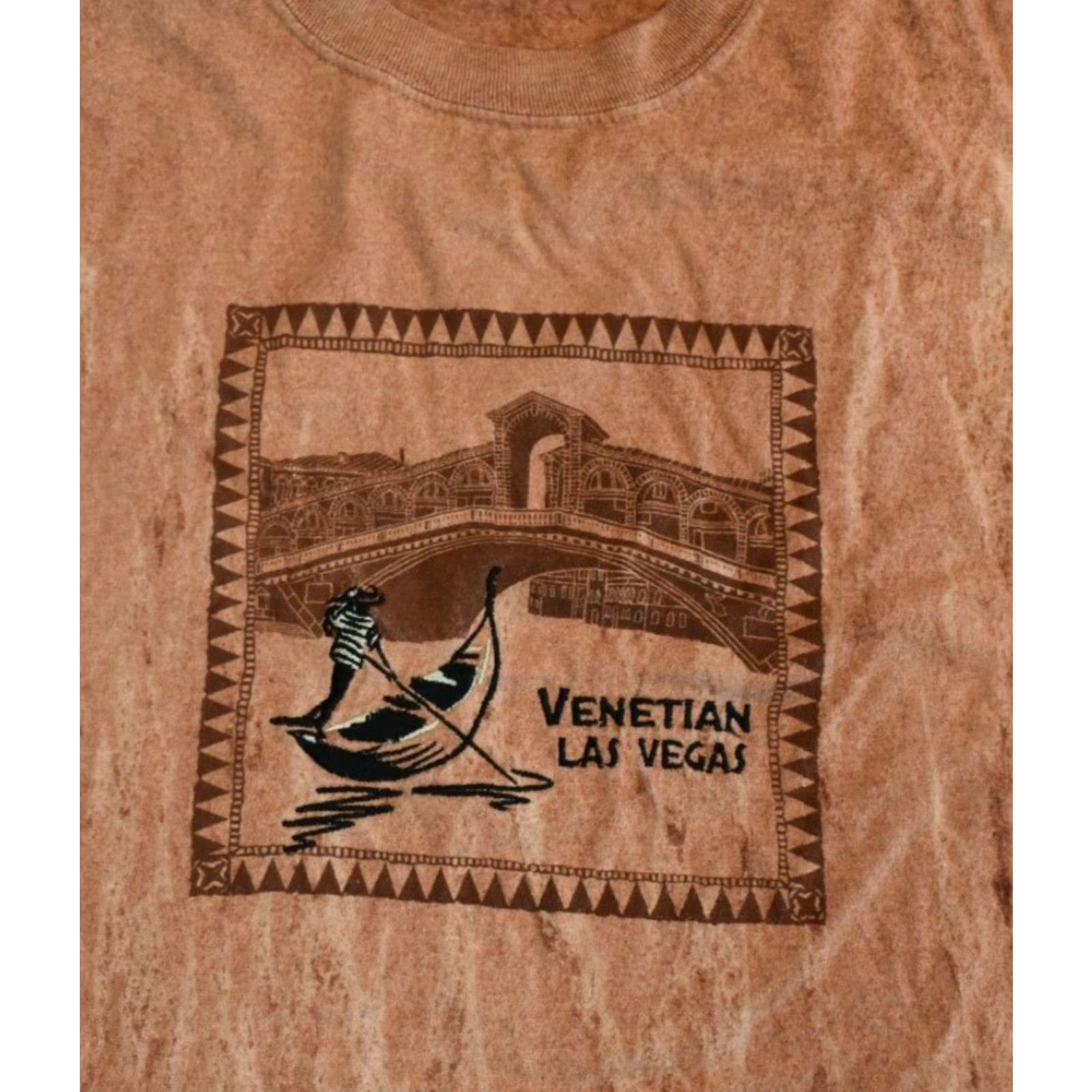 Vintage VINTAGE The Venetian Las Vegas Casino Tie Dye T Shirt Men Medium Brown Cotton Crew Neck Short Sleeve Embroidered Graphic Print Gun? Size US M / EU 48-50 / 2 - 3 Thumbnail