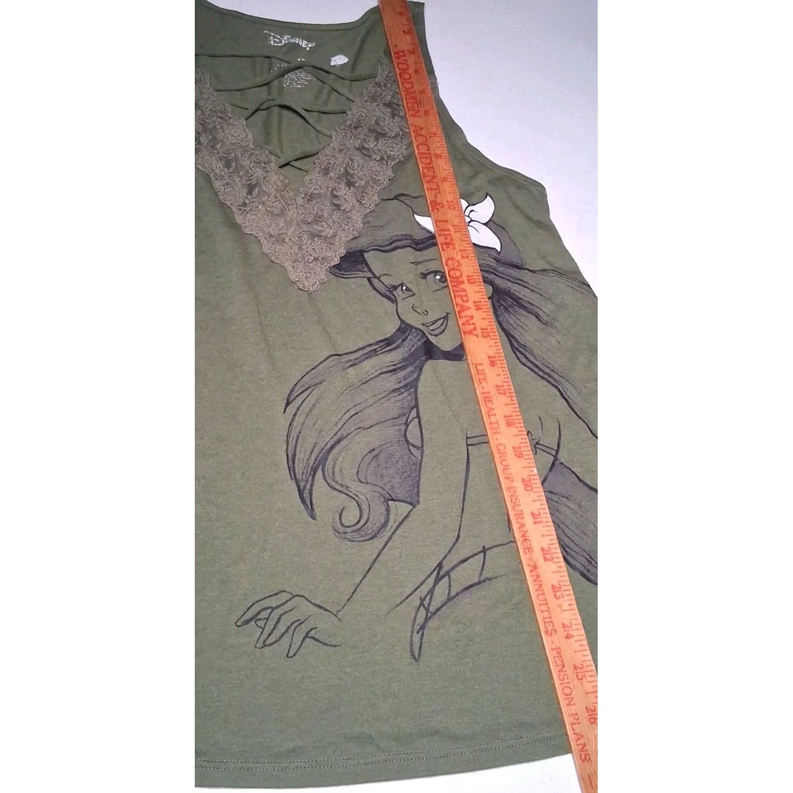 Disney Disney Little Mermaid Tank Top Juniors XL Princess Ariel Lace Trim V Neck Y2K Green Size XL / US 12-14 / IT 48-50 - 8 Thumbnail