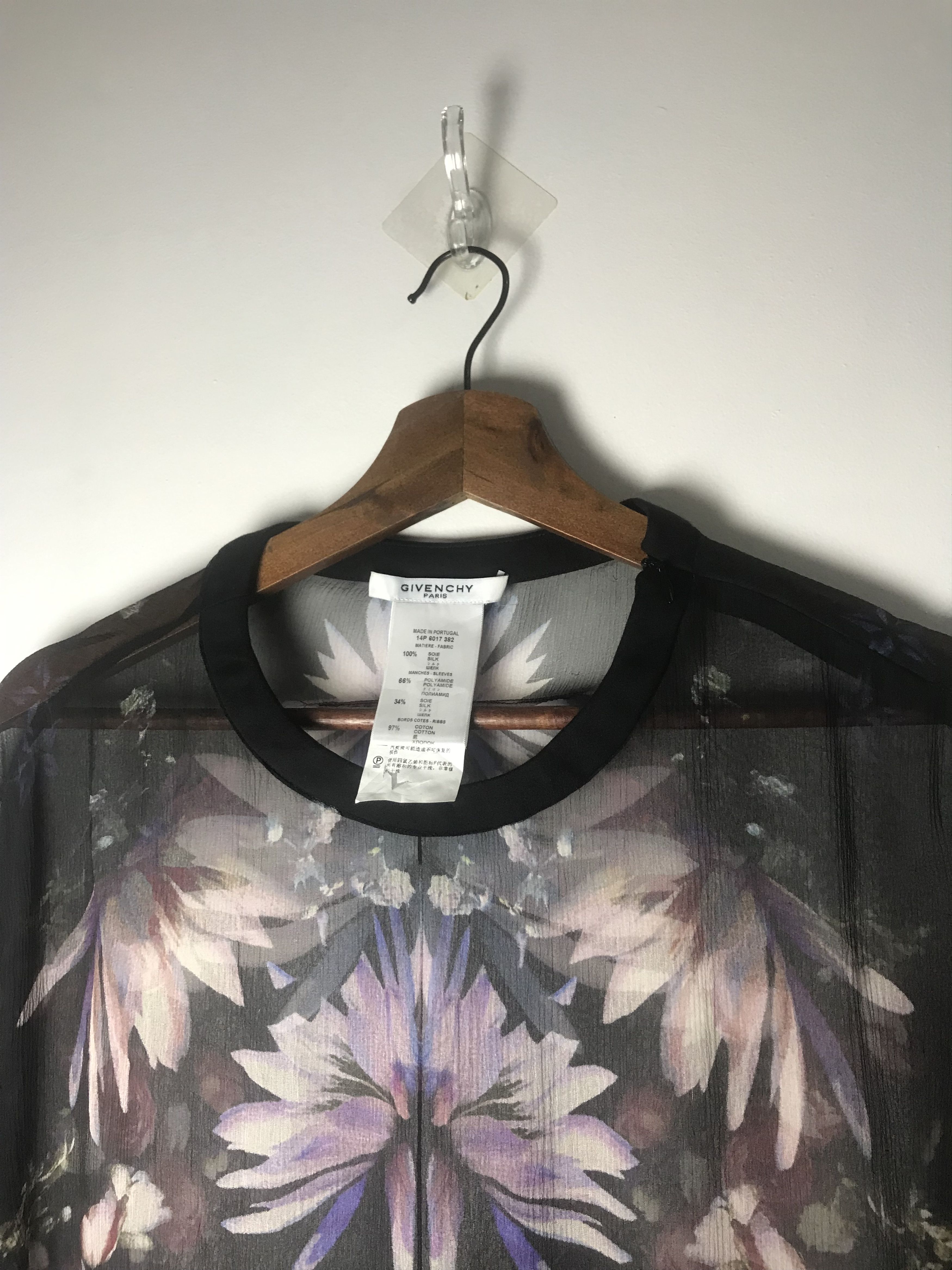 Givenchy Givenchy Black Floral Printed Silk Chiffon Size M / US 6-8 / IT 42-44 - 2 Thumbnail