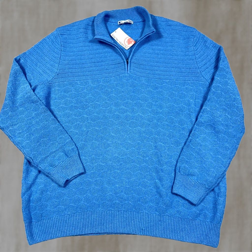 Southern Proper Southern Proper Sweater Men 4X Light Blue Pullover Knit 1/4 Zip Mock Neck Casual Workwear Big & Tall Shirt Size US XXL / EU 58 / 5 - 1 Thumbnail