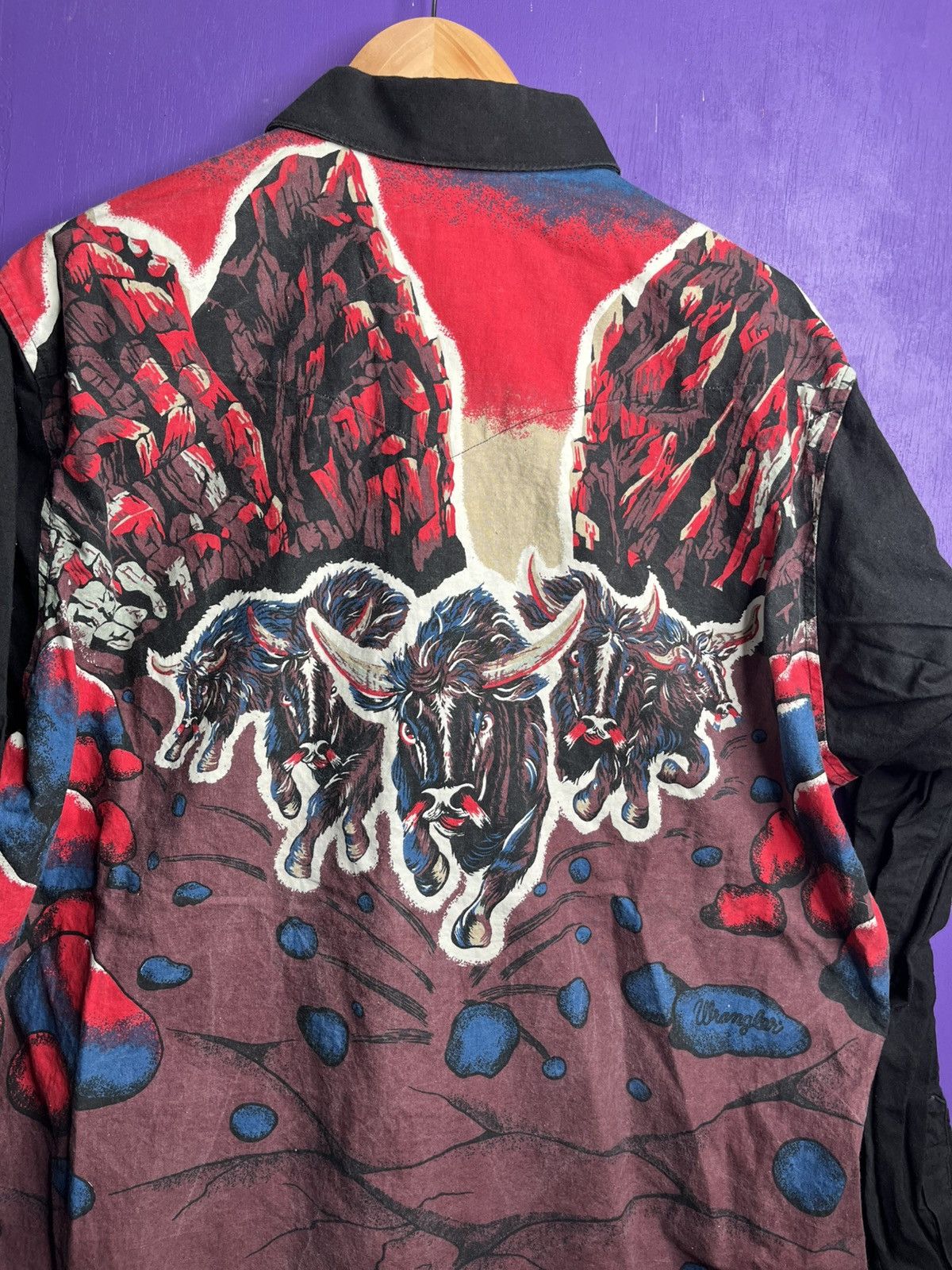 Vintage × Wrangler Vintage 90s Wrangler running bulls pearl snap shirt Size US XL / EU 56 / 4 - 3 Thumbnail